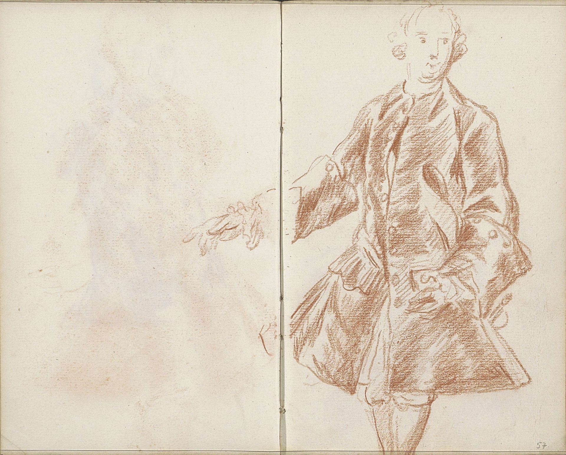 Staande man met uitgestoken arm by Petrus Johannes van Reysschoot