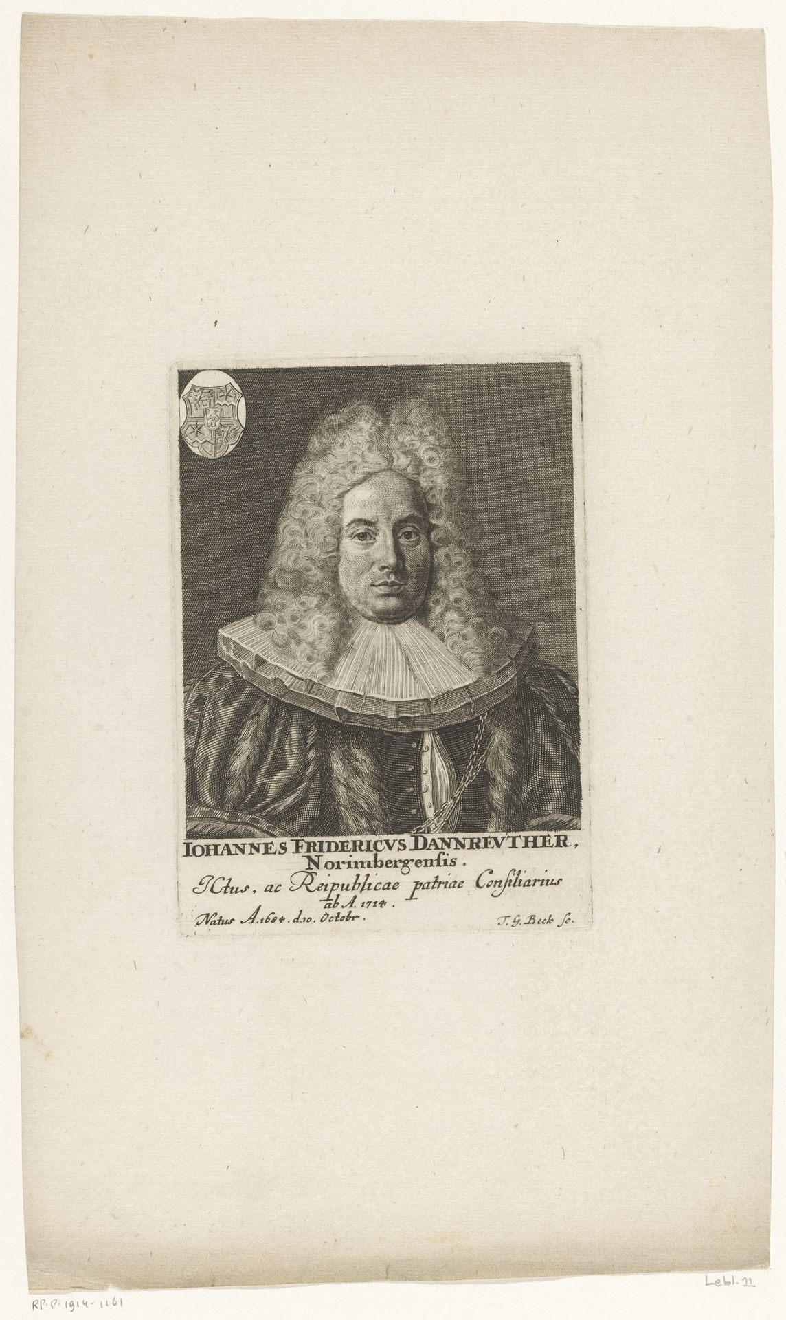 Portret van Johann Friedrich Dannreuther by Tobias Gabriel Beck