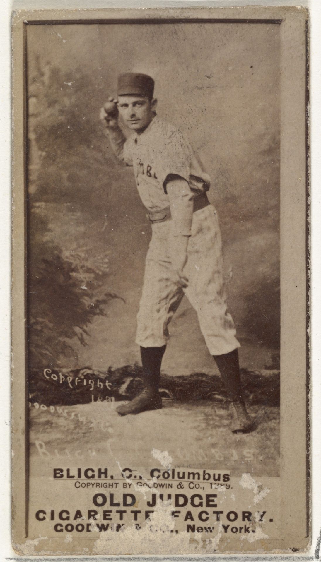 Edwin Forrest "Ned" Bligh, Catcher, Cleveland, from the Old Judge series (N172) for Old Judge Cigarettes by Goodwin & Company