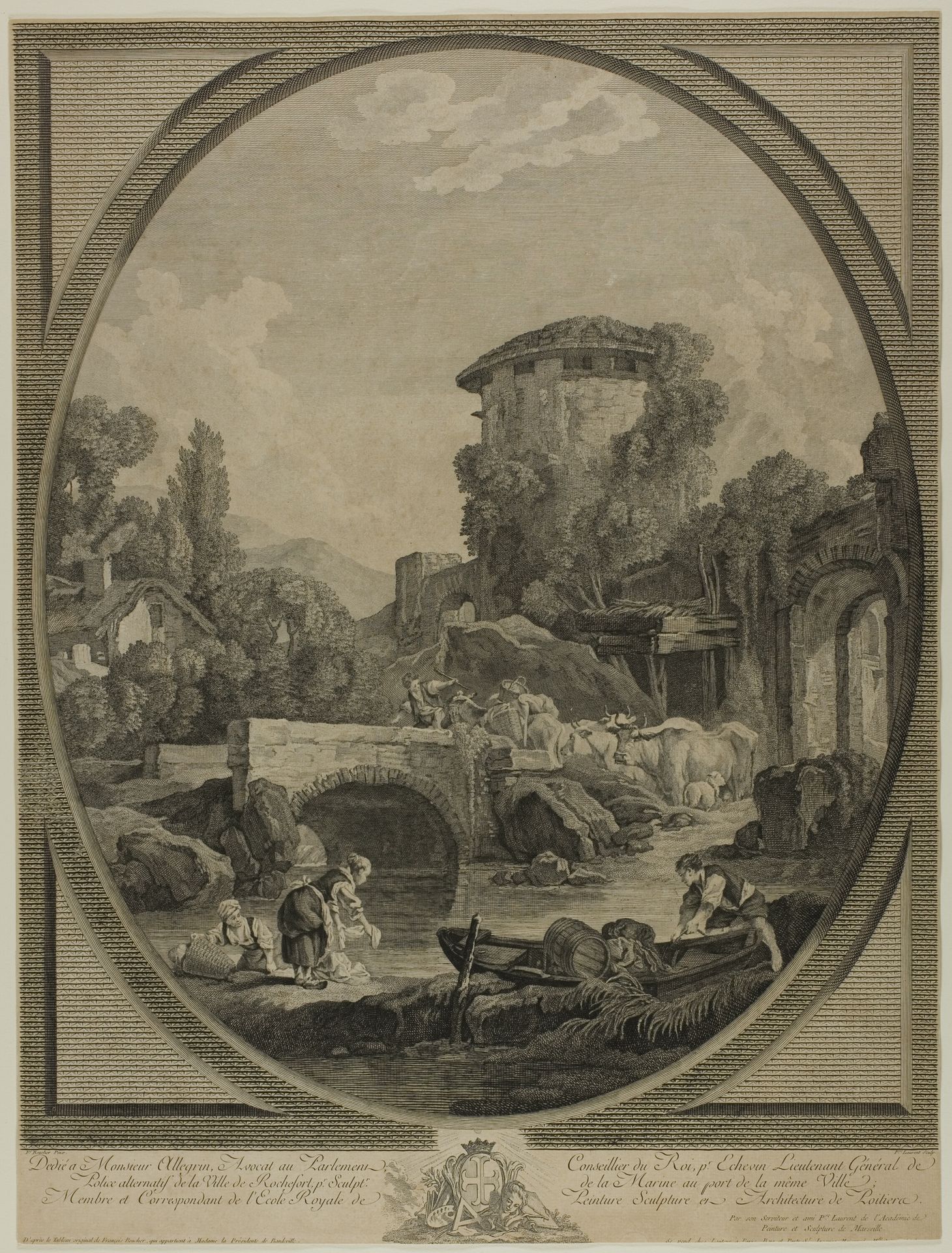 Landscape with a Bridge and a Dovecote by Pierre François Laurent