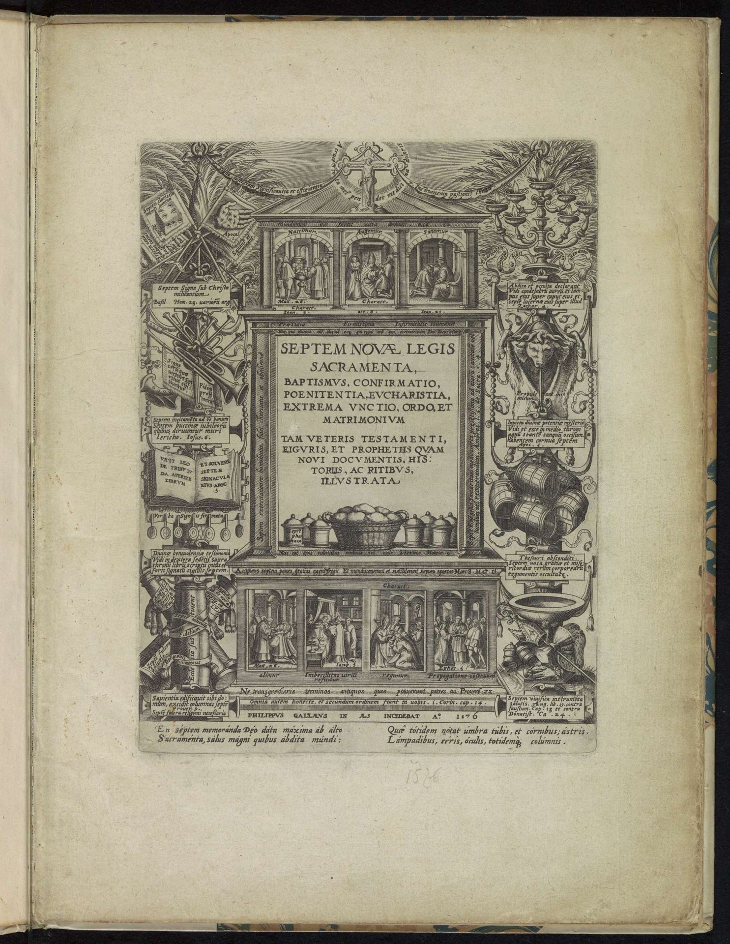 Allegorische voorstelling op de zeven sacramenten by Philips Galle