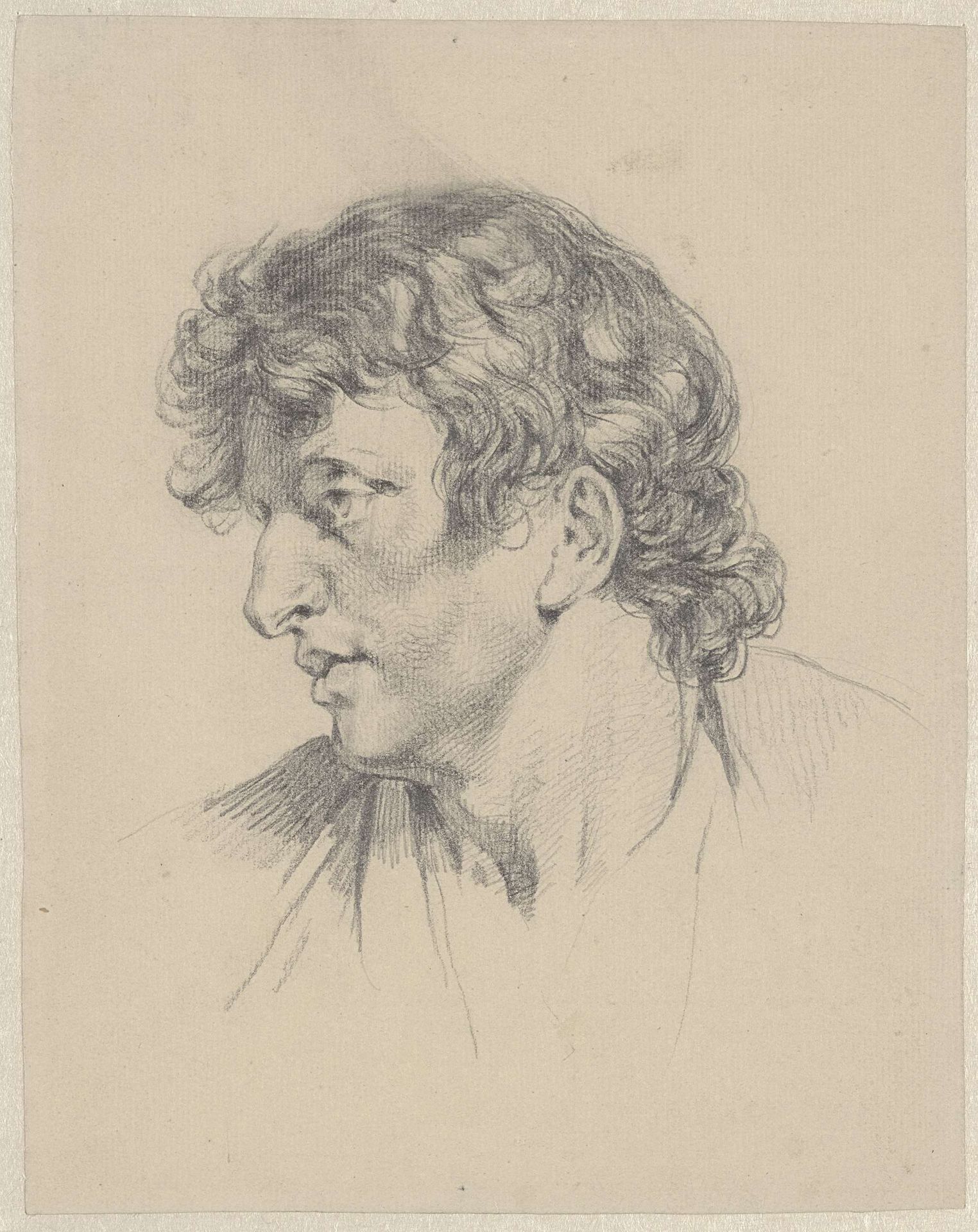 Manshoofd, naar links by Jean Augustin Daiwaille