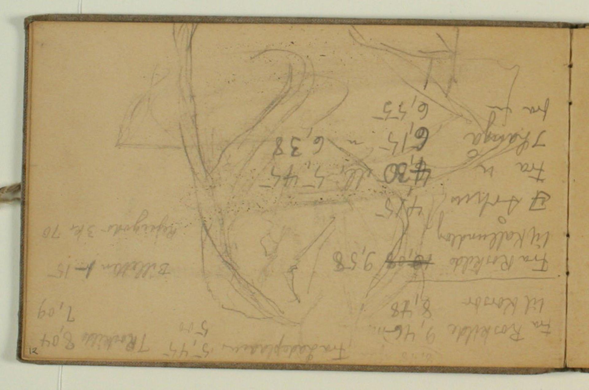Rejseregnskab. Herover uidentificeret skitse by Niels Larsen Stevns