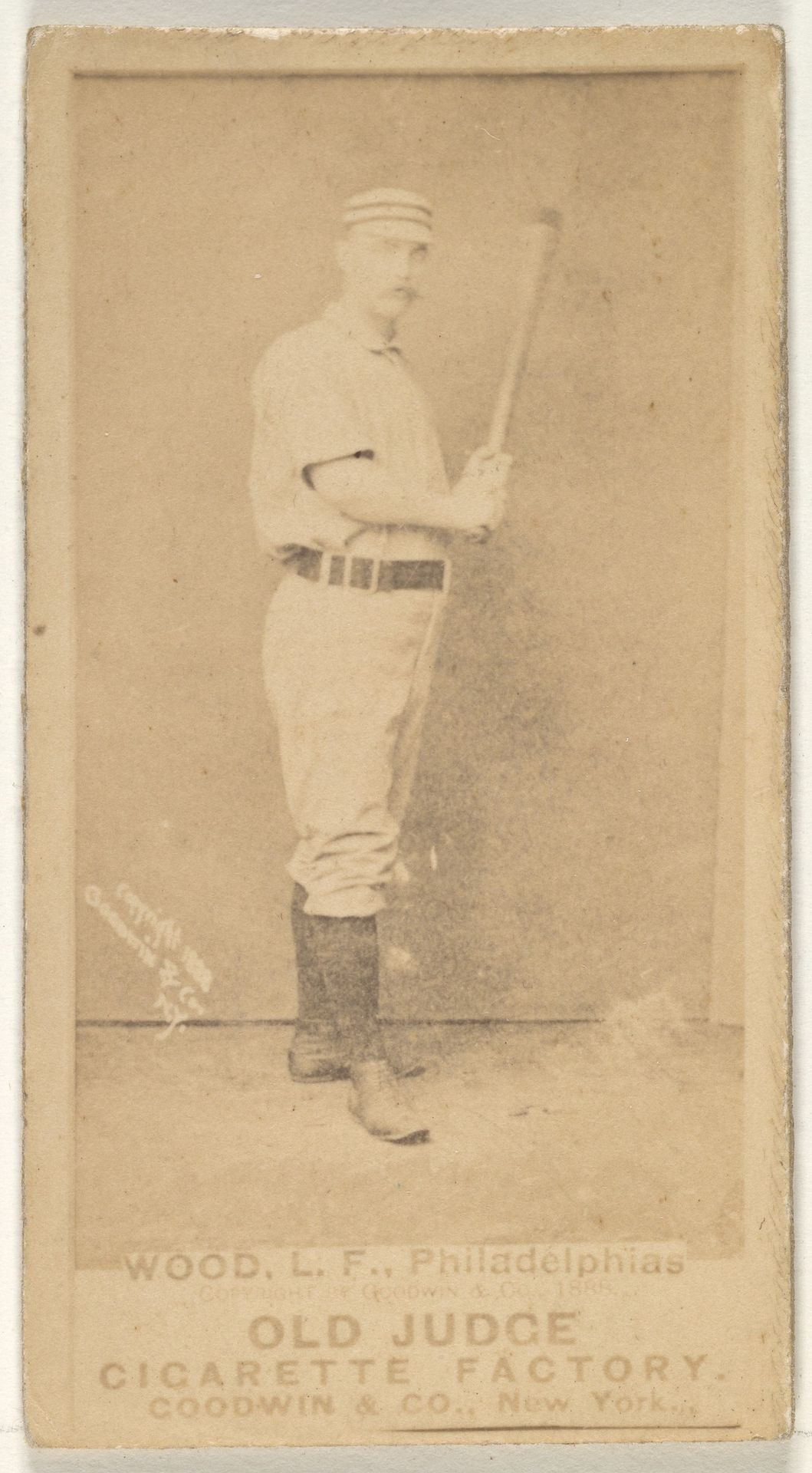 George A. Wood, Left Field, Philadelphia, from the Old Judge series (N172) for Old Judge Cigarettes by Goodwin & Company