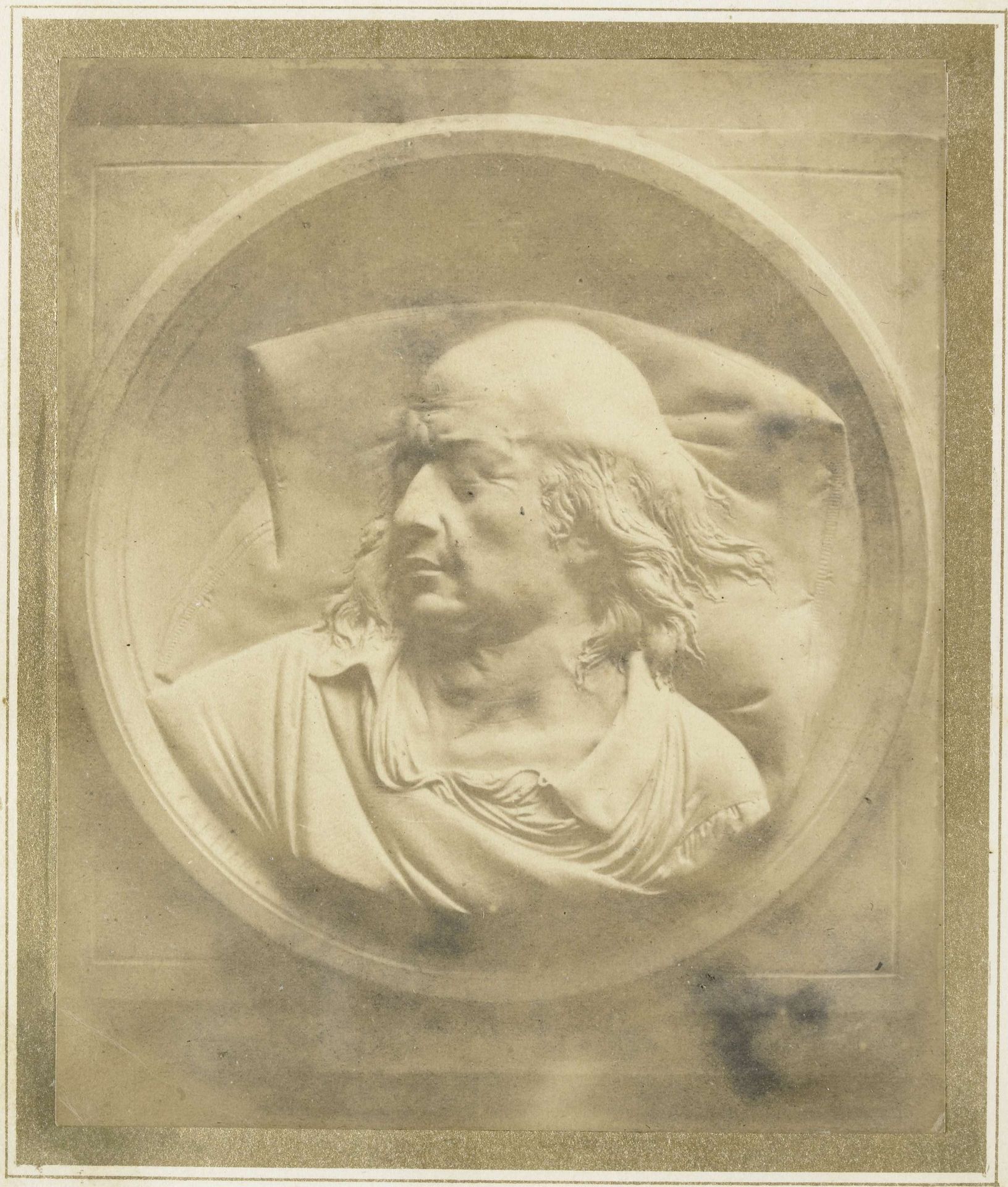 Fotoreproductie van een portretreliëf van Pierre-Jean de Béranger by Adolphe Bilordeaux