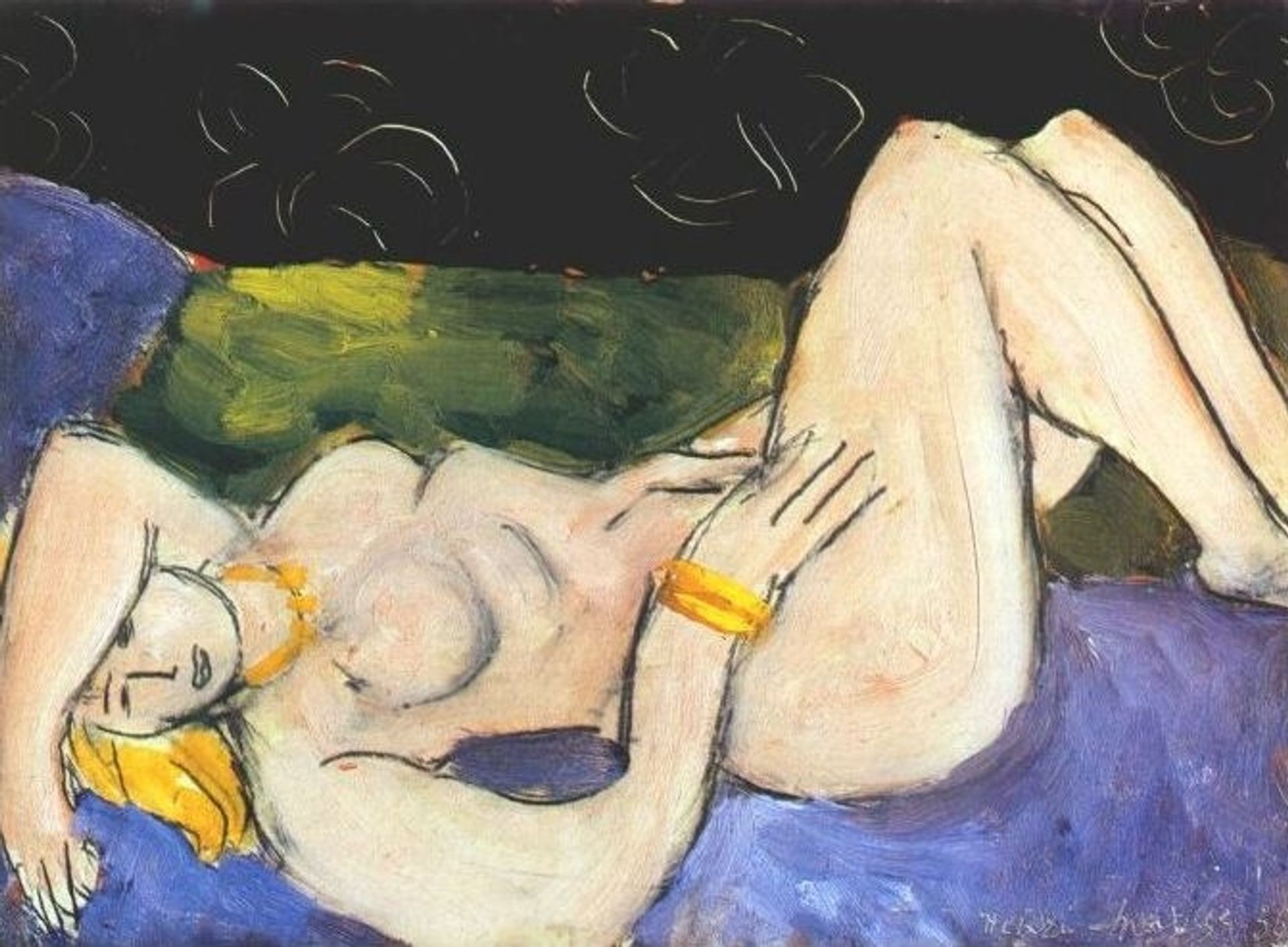 Reclining Nude on Violet Background by Henri Matisse