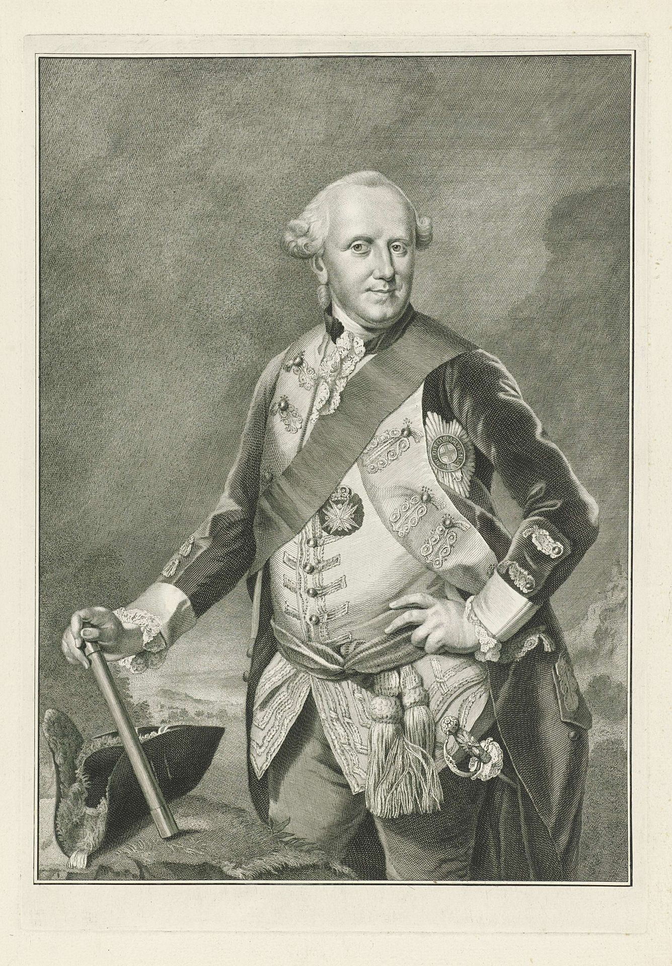 Portret van Ferdinand hertog van Brunswijk-Lüneburg by Jacob Houbraken