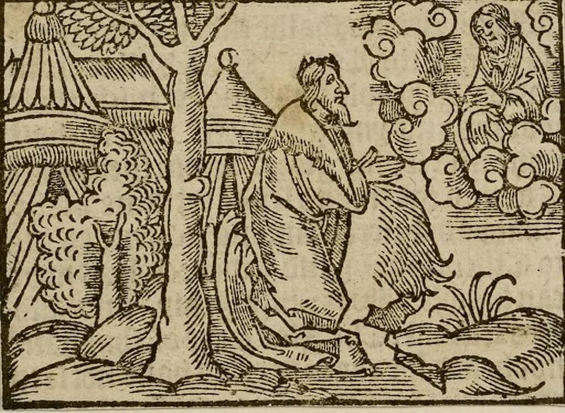 Illustration XI: God appears to Moses on Mount Sinai (Exodus 19 and 25). by Anonymous