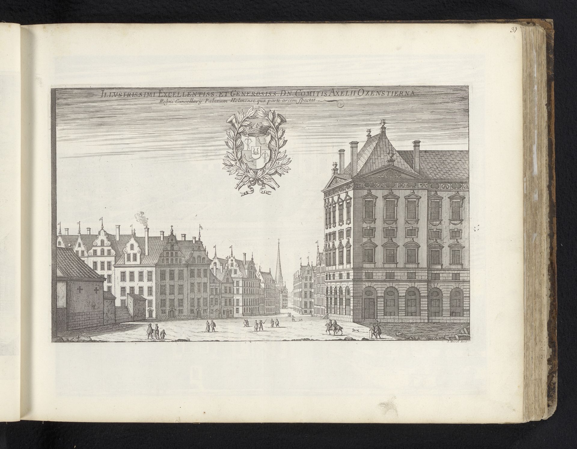 Straat met het paleis van Axel Oxenstierna in Stockholm by Jean (I) Marot