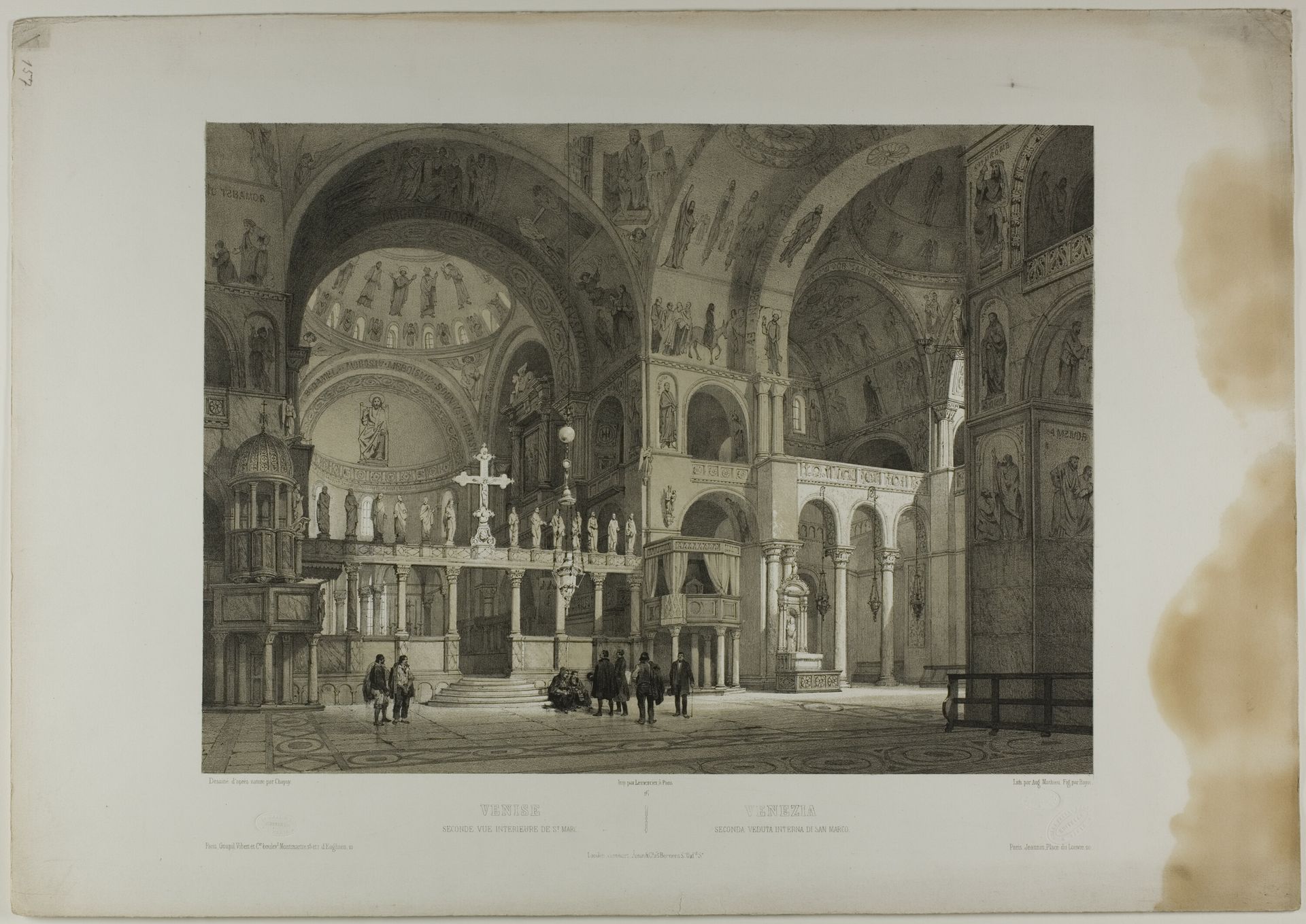 Venice: Second interior View of St. Mark's, plate sixteen from Italie Monumentale et Pittoresque by Nicolas Chapuy