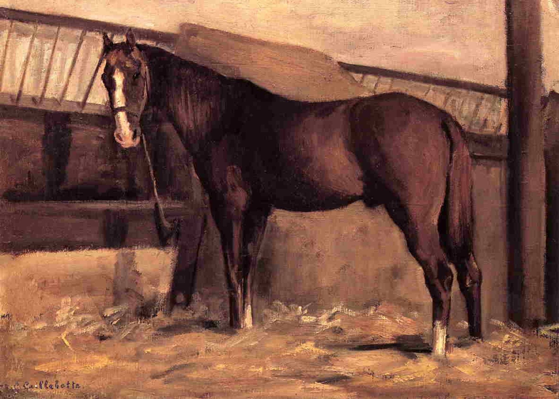 Yerres, Reddish Bay Horse in the Stable by Gustave Caillebotte