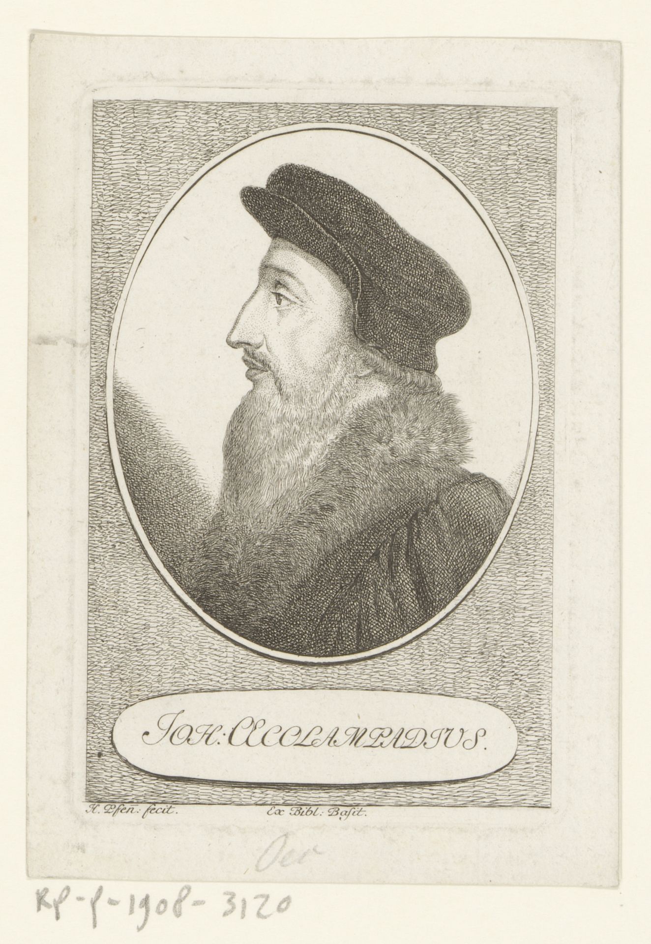 Portret van Johannes Oecolampadius by Heinrich Pfenninger