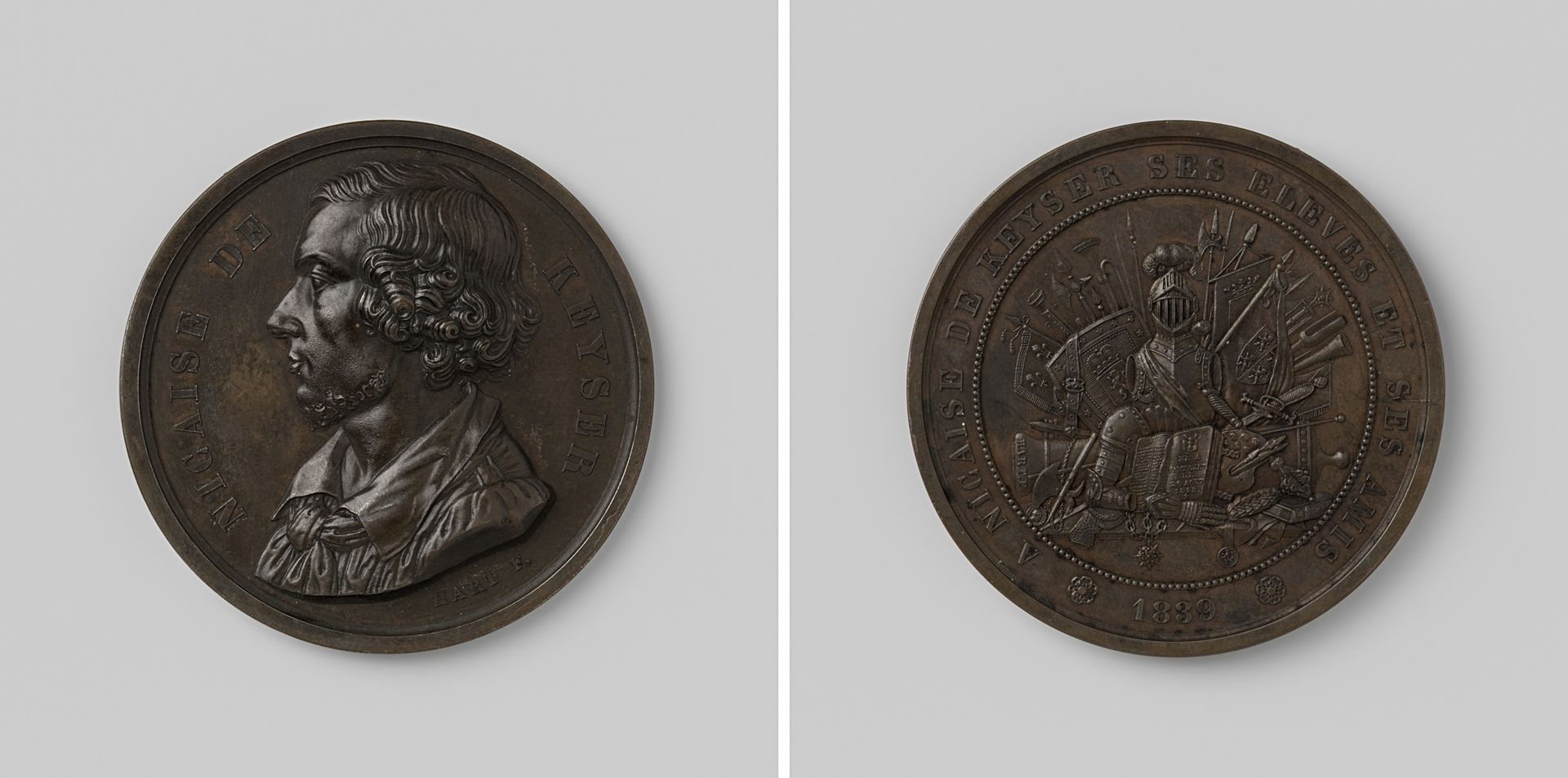 Nicaise de Keyser, penning geslagen door zijn leerlingen en vrienden by Laurent Joseph Hart