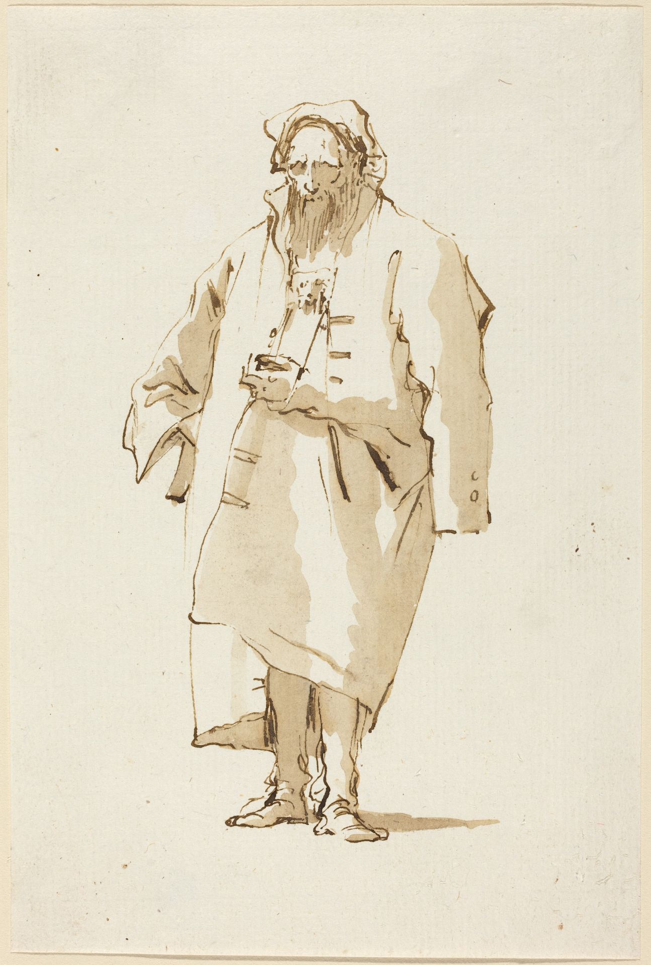 A Standing Oriental Wearing a Greatcoat by Giovanni Battista Tiepolo