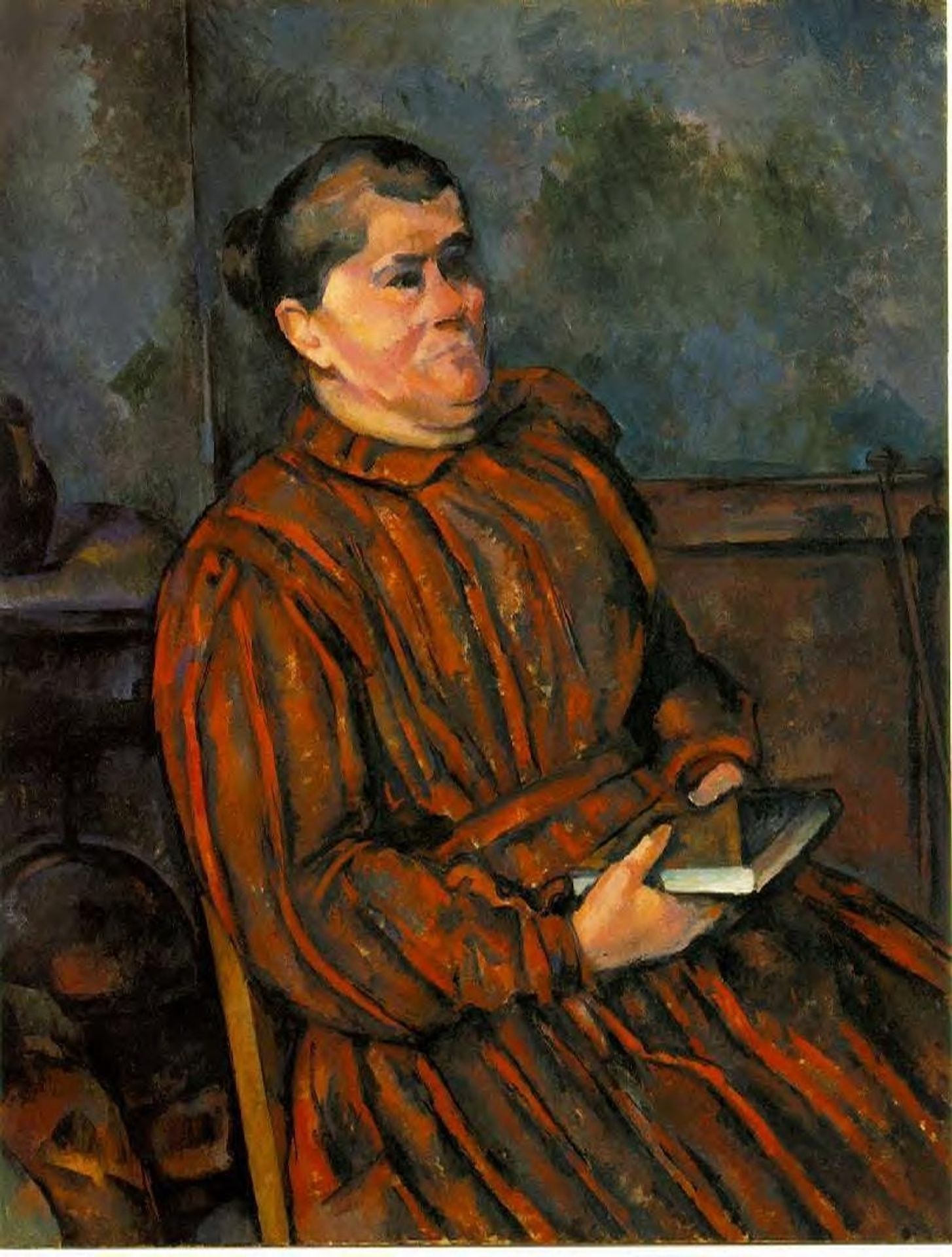 Woman in a Red Striped Dress by Paul Cézanne