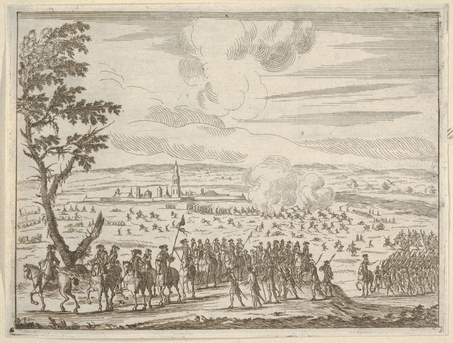 Francesco d'Este Leads the French Army After the Difficult Resolution of Cremona without Losing Men or Belongings due to the Duke's Prudence and Corageous Strength, from L'Idea di un Principe ed Eroe Cristiano in Francesco I d'Este, di Modena e Reggio Duca VIII [...] by Bartolomeo Fenice (Fénis)