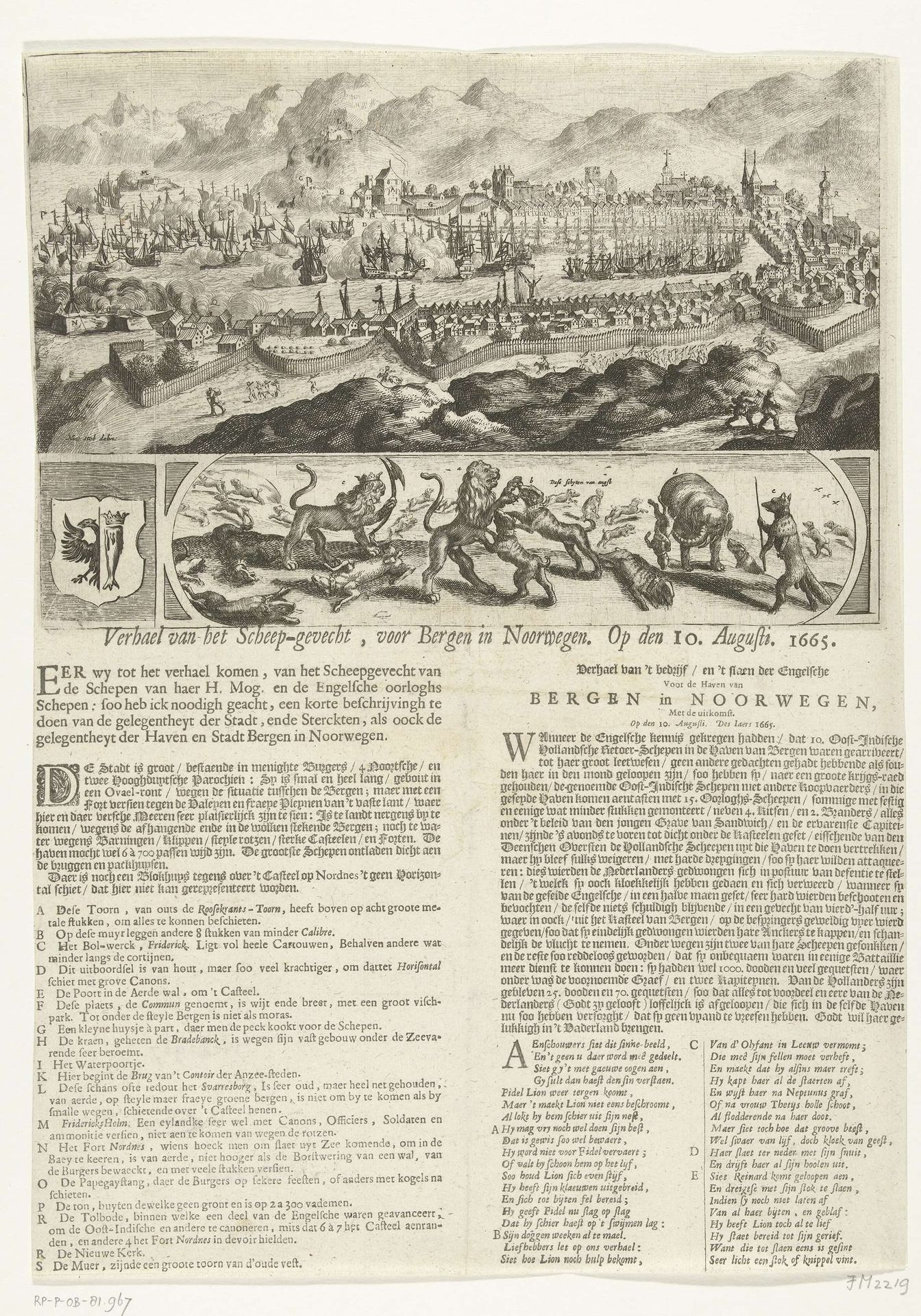 Zeeslag voor Bergen in Noorwegen, 1665 by Anonymous