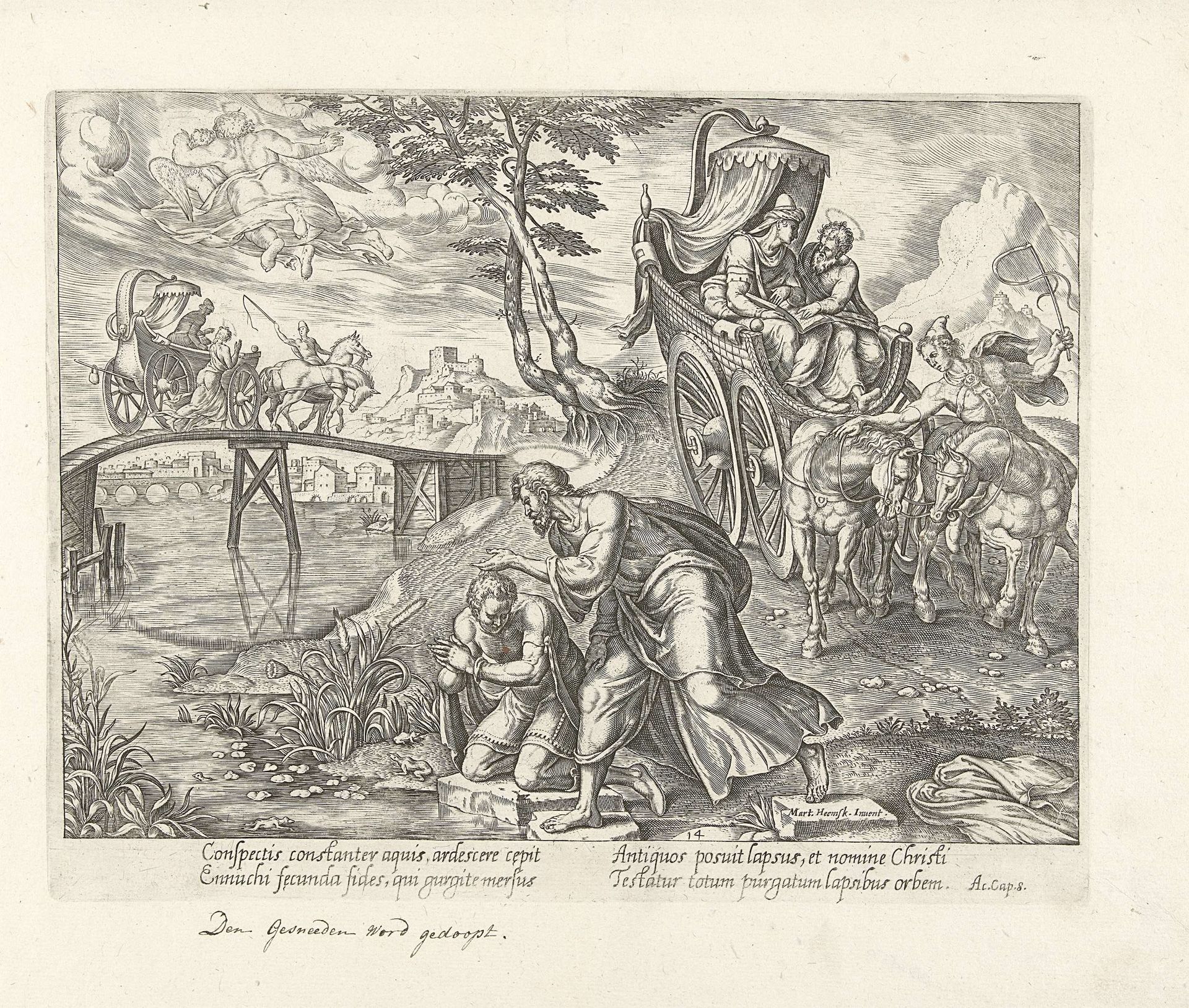 Filippus en de eunuch by Philips Galle
