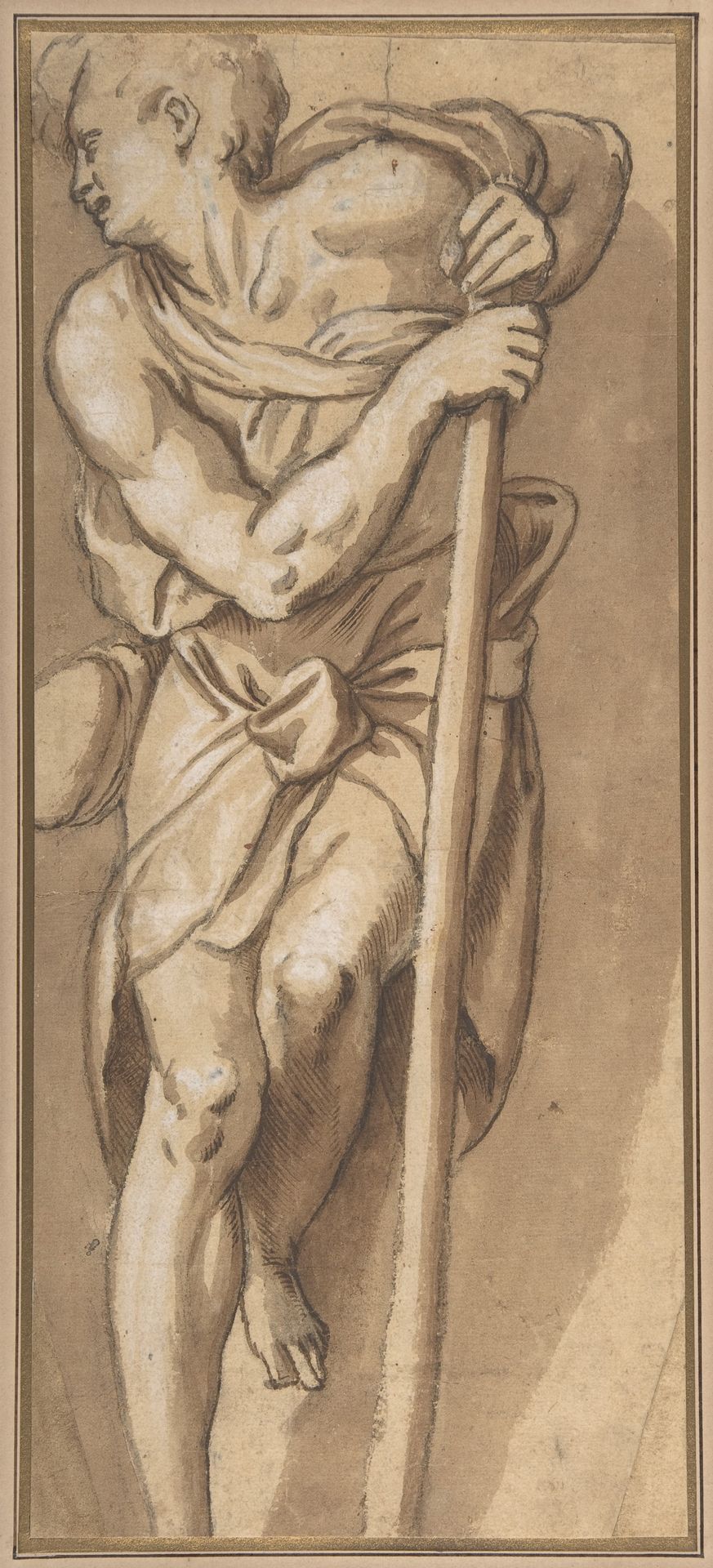 A Man Resting on a Staff by Paolo Farinati