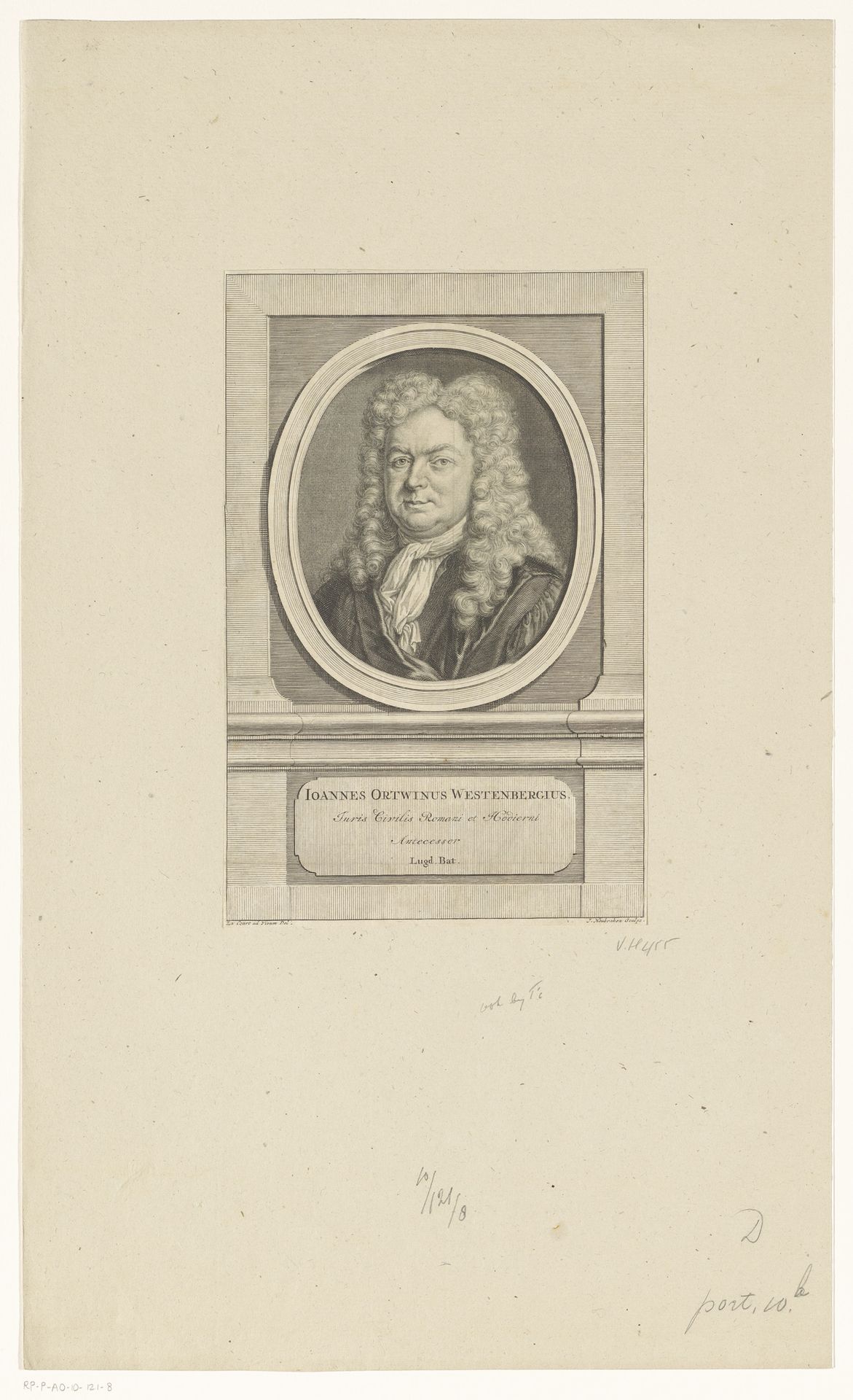 Portret van Johannes Ortwinus Westenberg by Jacob Houbraken