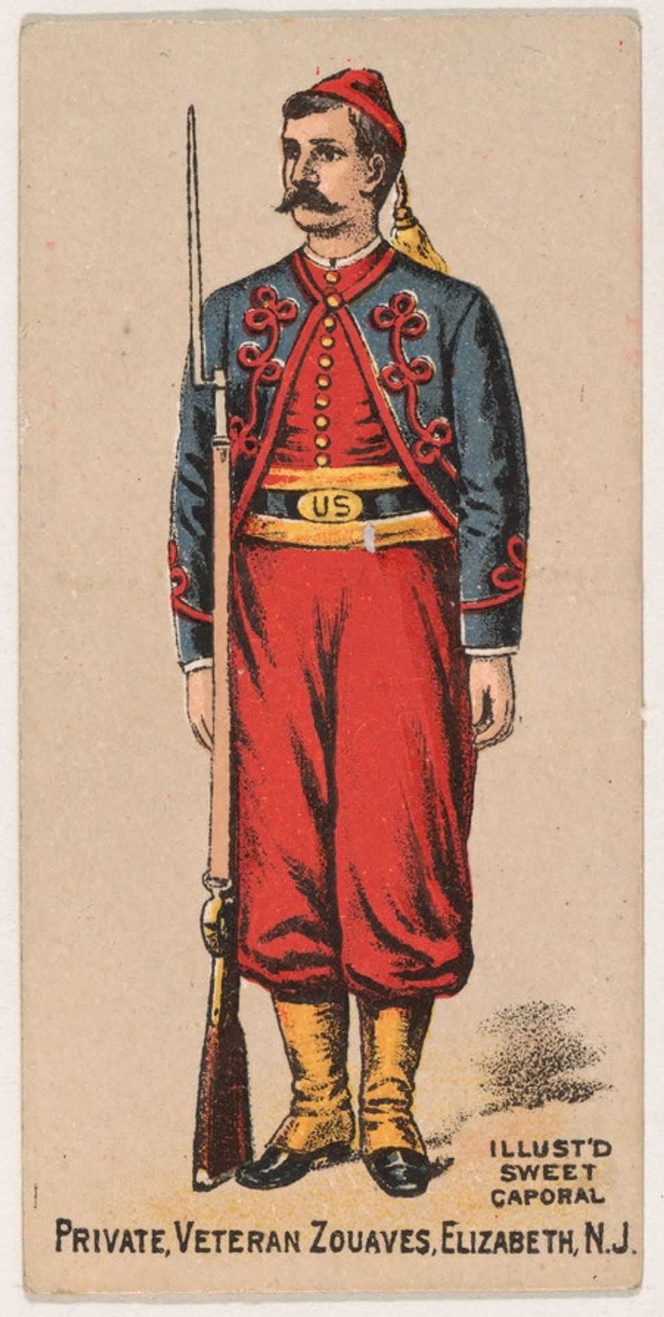 Private, Veteran Zouaves, Elizabeth, New Jersey, from the Military Series (N224) issued by Kinney Tobacco Company to promote Sweet Caporal Cigarettes by Kinney Brothers Tobacco Company