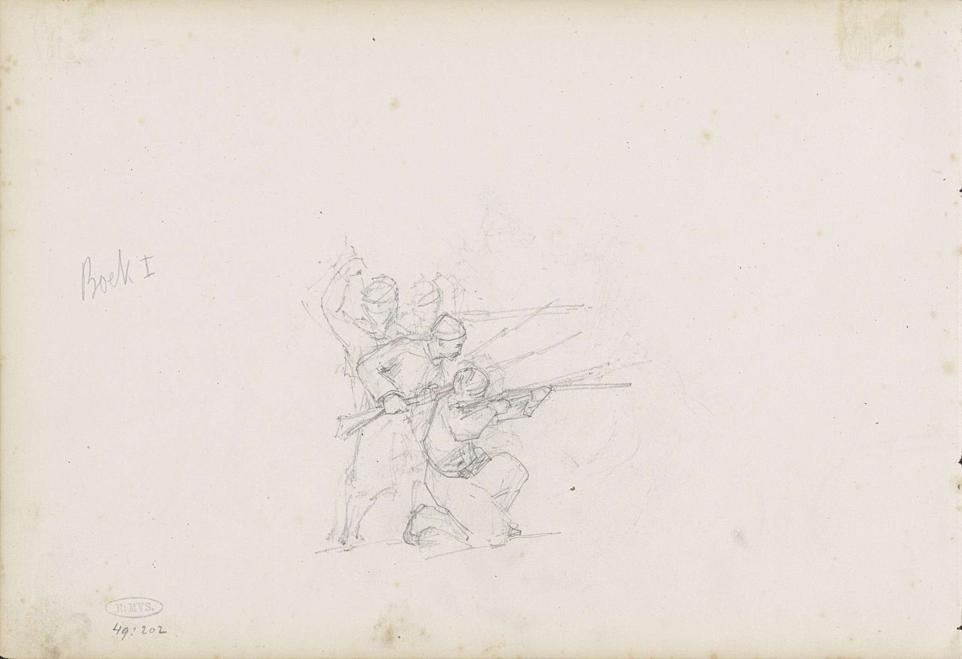 Soldaten met getrokken geweren by George Hendrik Breitner