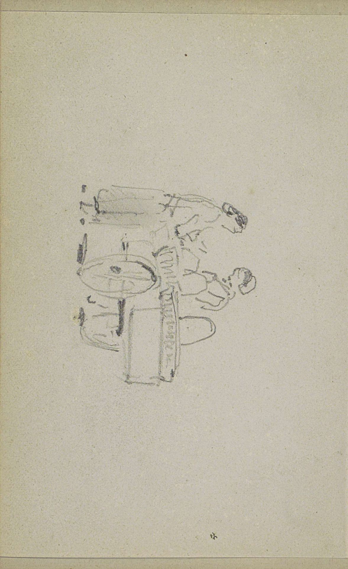 Twee figuren bij een handkar by Adrianus Eversen