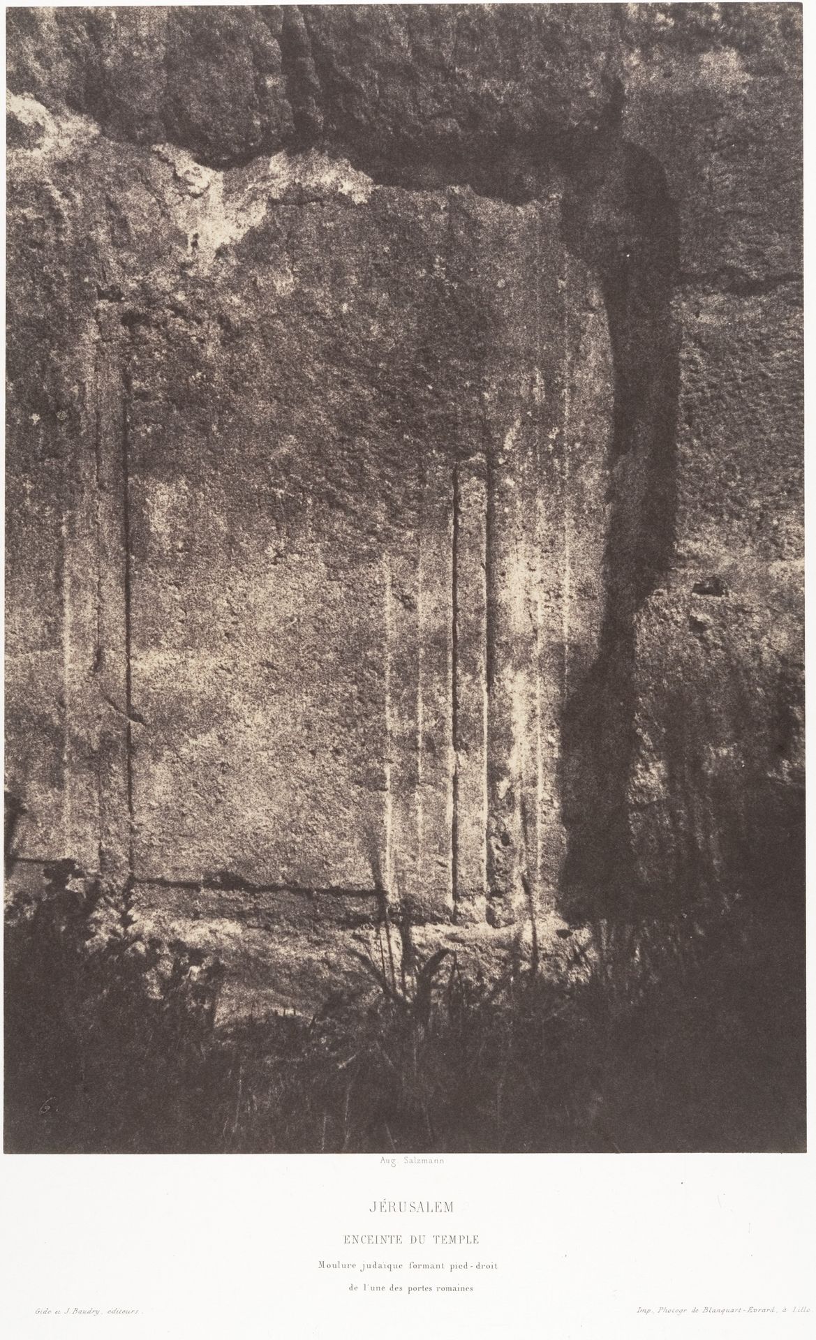 Jérusalem, Enceinte du Temple, Moulure judaïque formant pied-droit de l'une des portes romaines by Auguste Salzmann