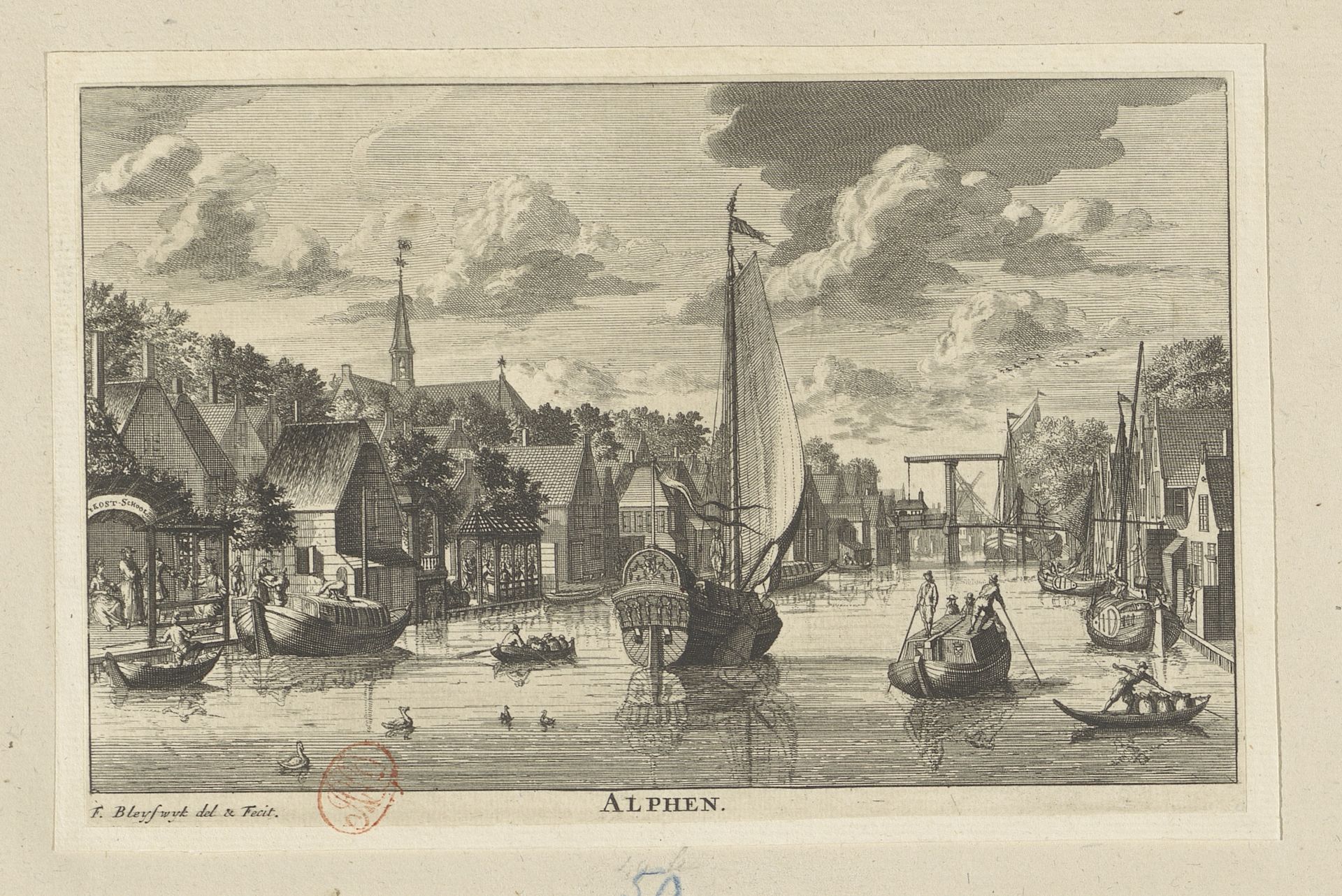 Gezicht op Alphen aan den Rijn by François van Bleyswijck