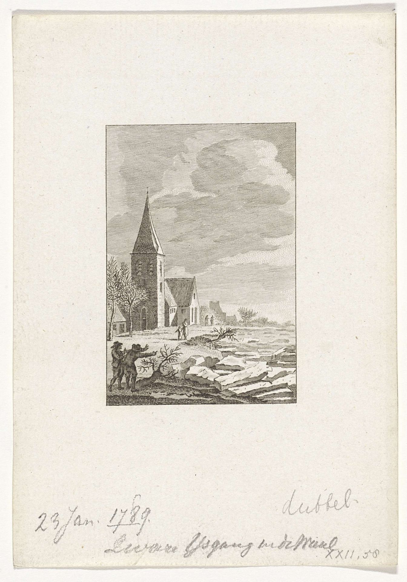 Kruiend ijs aan de Waal, 1789 by Reinier Vinkeles