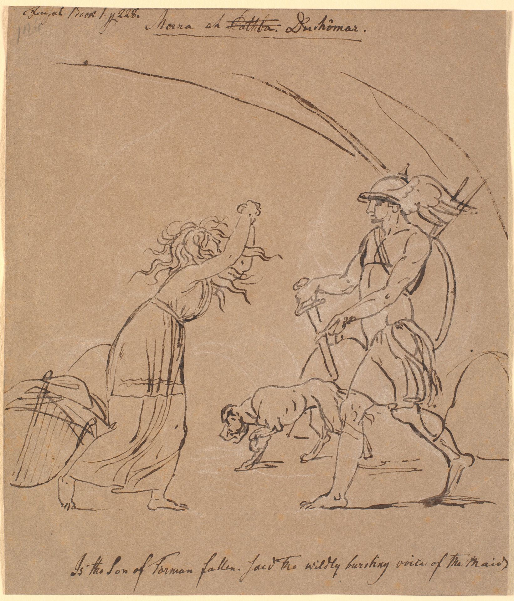 Scene af Ossian; Morna og Duchomar by Nicolai Abildgaard