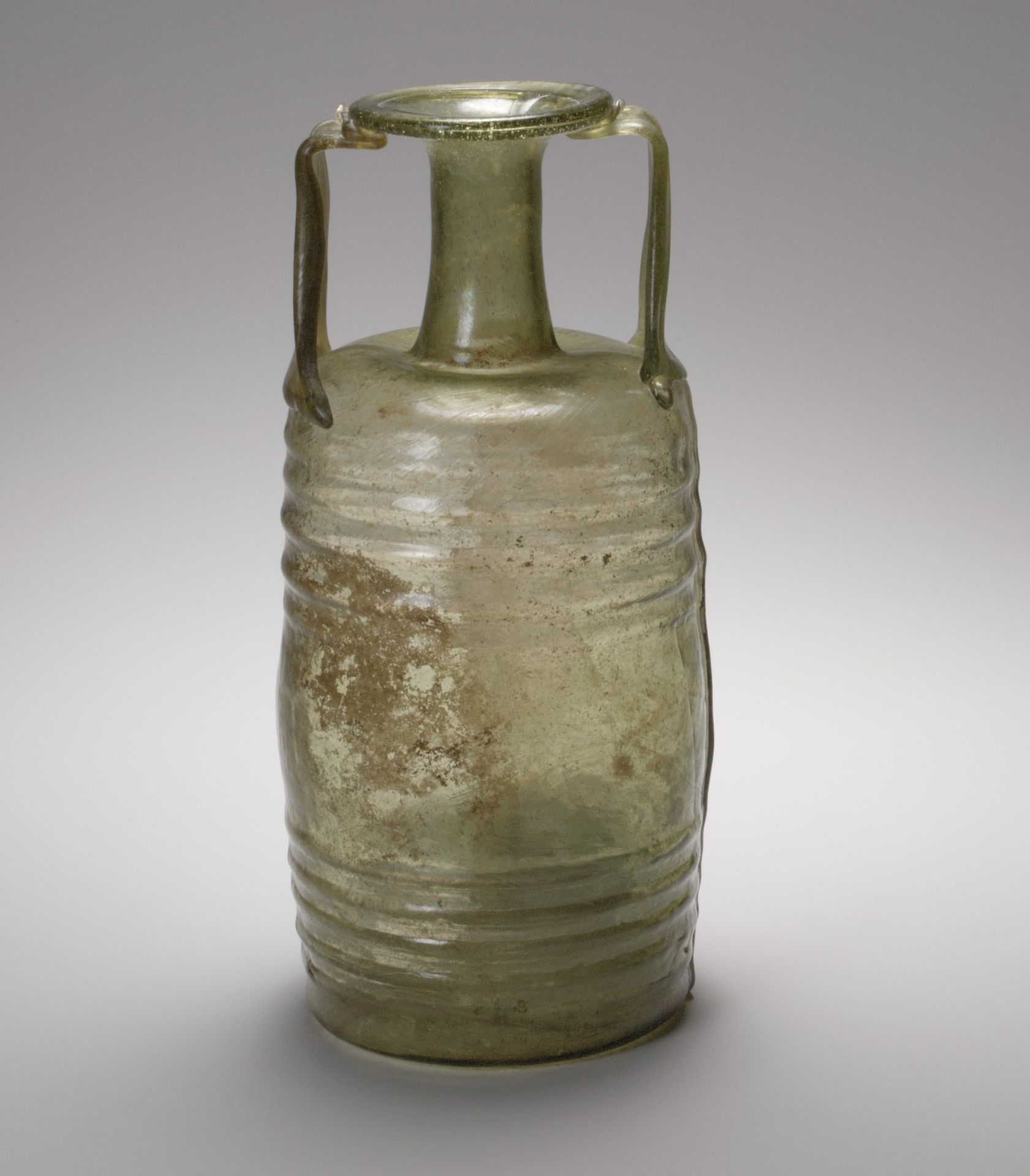 Cylindrical glass bottle by Frontinus