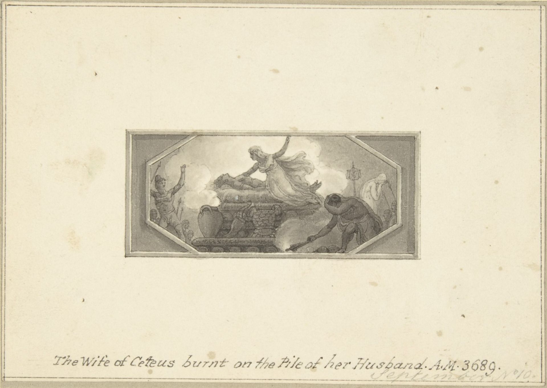 The Wife of Ceteus burnt on the Pile of her Husband by Edward Francis Burney