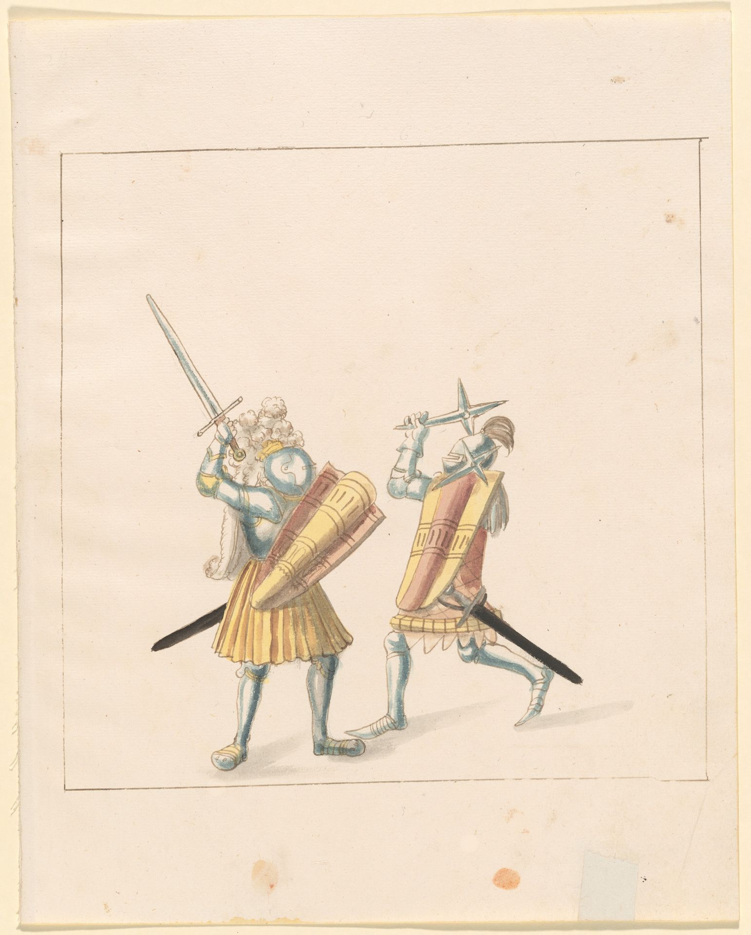 Foot Combat with Swords, Throwing Stars, and Shields (Tartschen) by Anonymous