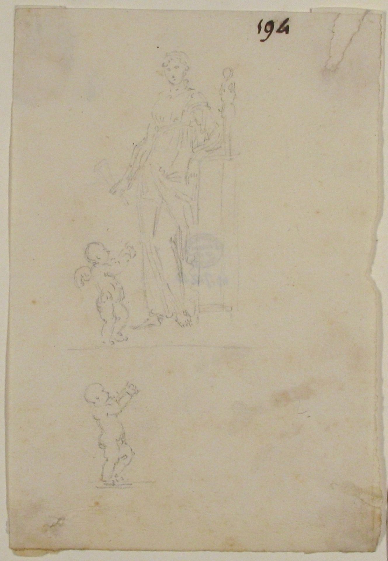 Standing Female Figure with Cupid; Figure of Cupid by Anonymous