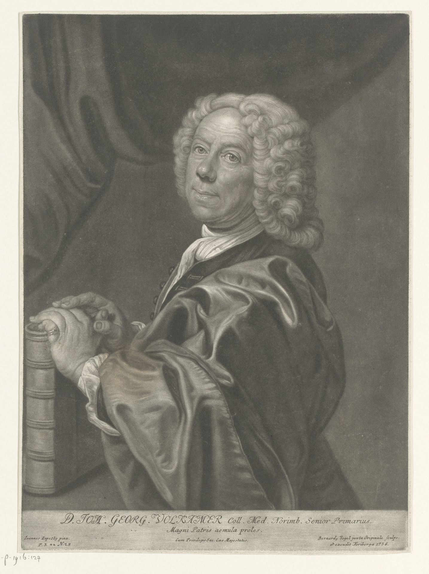Portret van Johann Georg Volckamer by Bernhard Vogel
