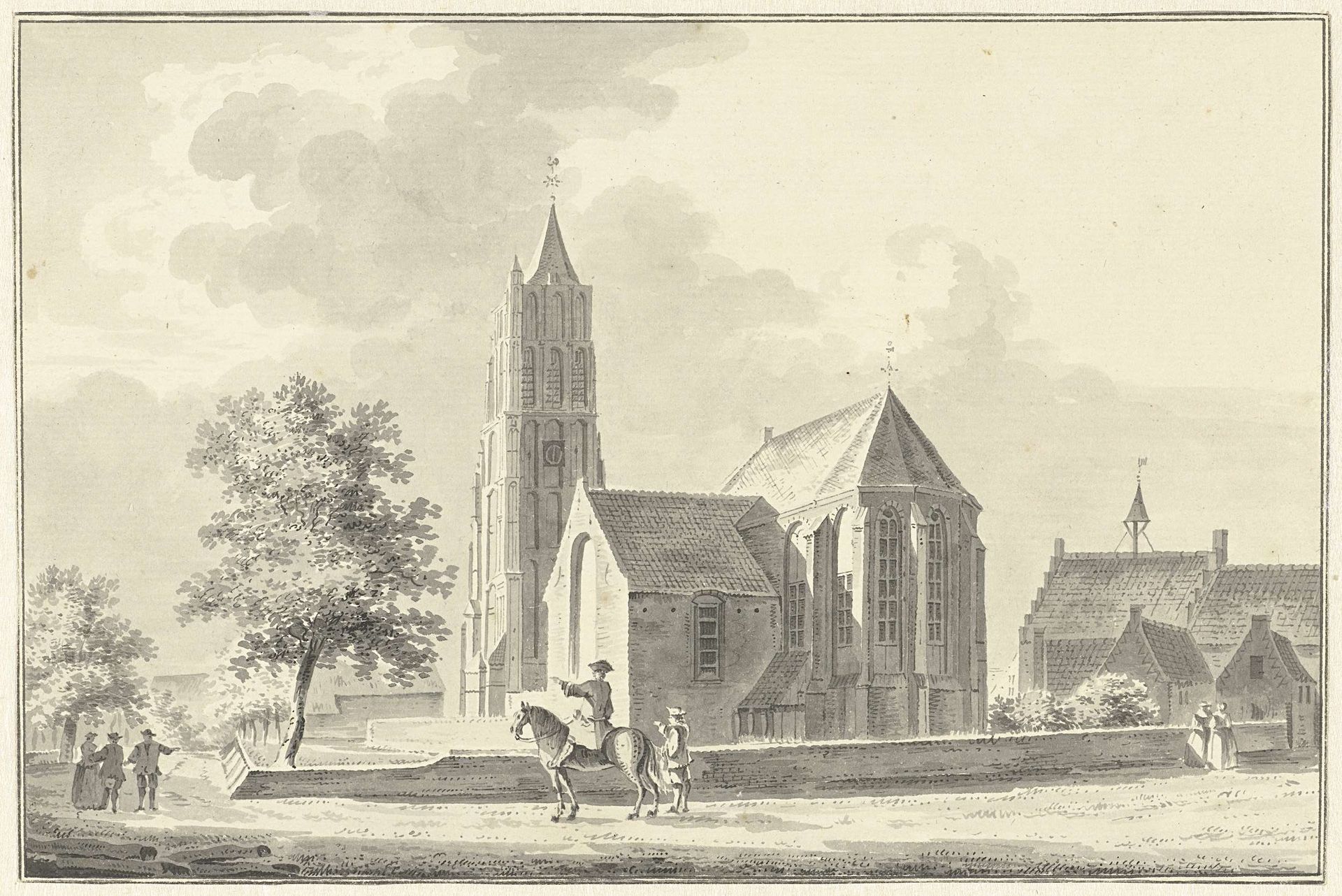 Kerk en stadhuis te Heukelom by Pieter Jan van Liender