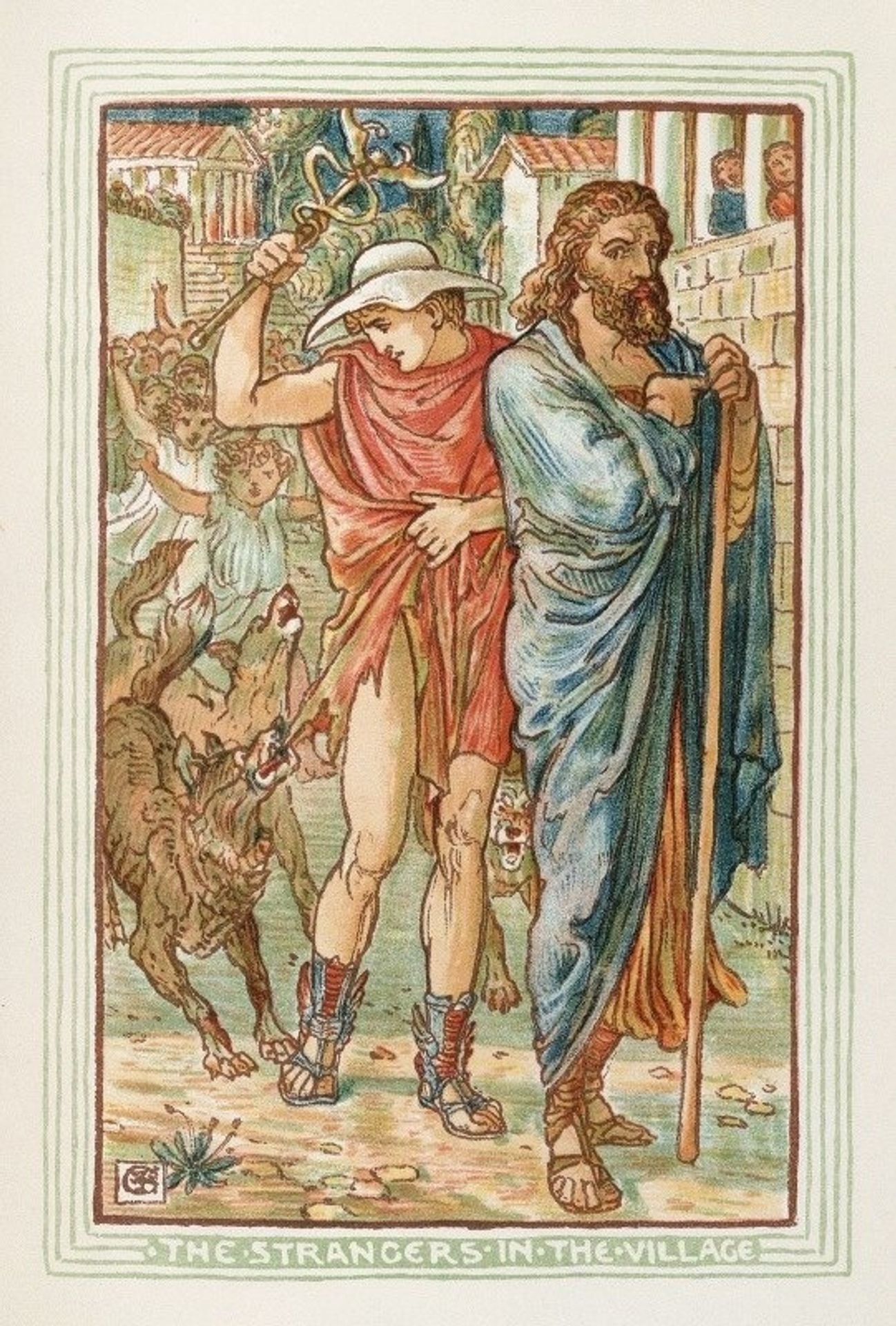 The Strangers in the village by Walter Crane