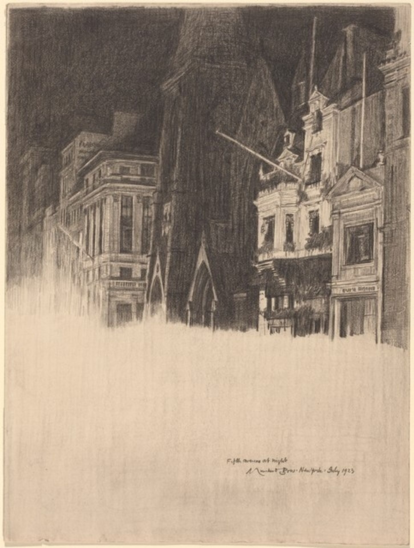 Fifth Avenue at Night by Muirhead Bone