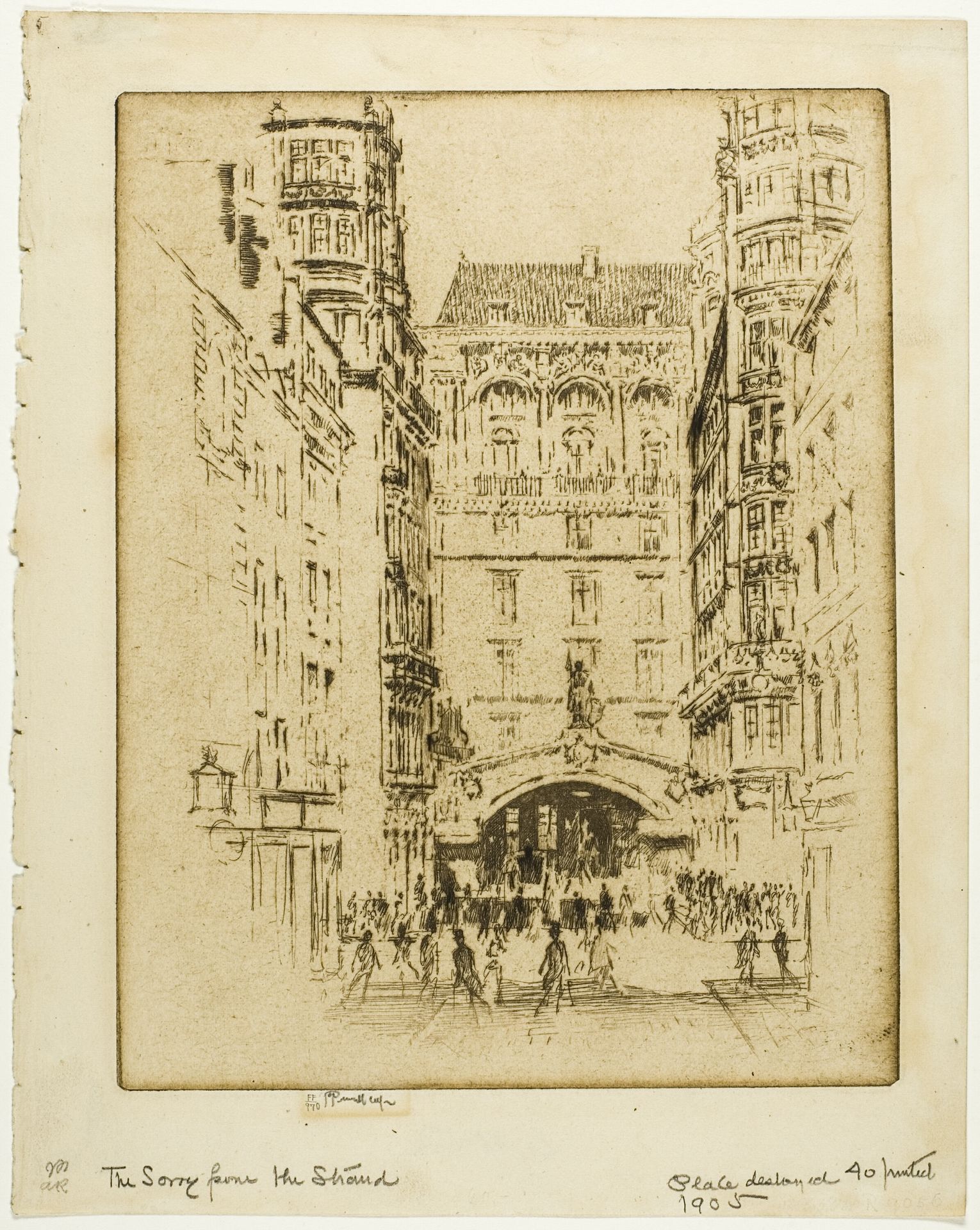Entrance to the Savoy Hotel by Joseph Pennell