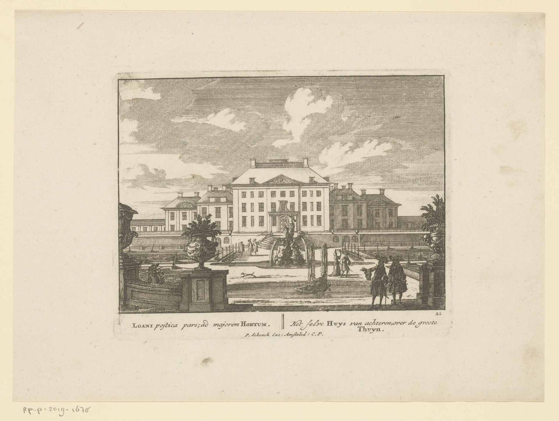 Gezicht op Paleis het Loo, vanuit de tuin te zien by Jan van Call