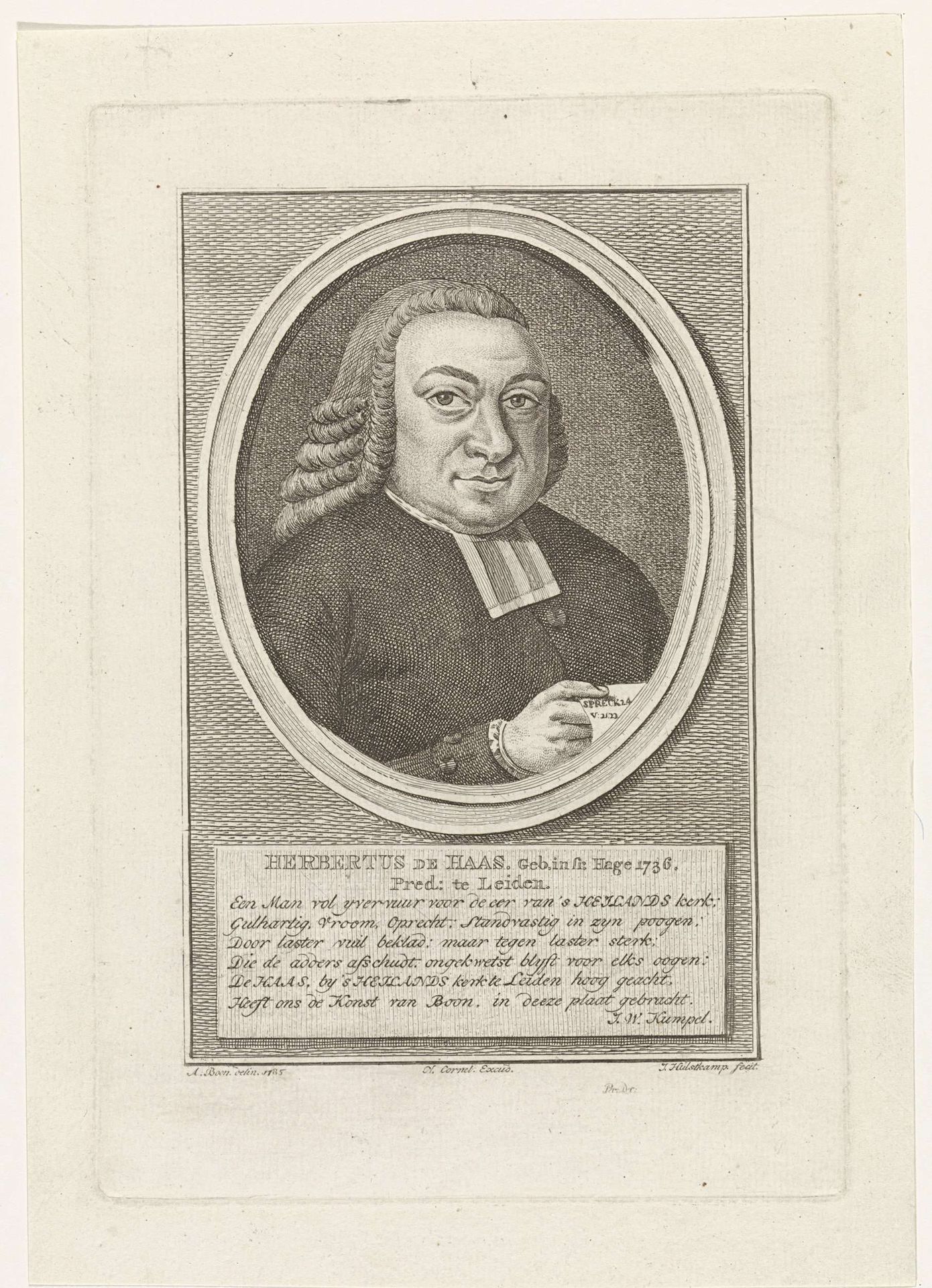 Portret van Herbertus de Haas by Joannes Hulstkamp