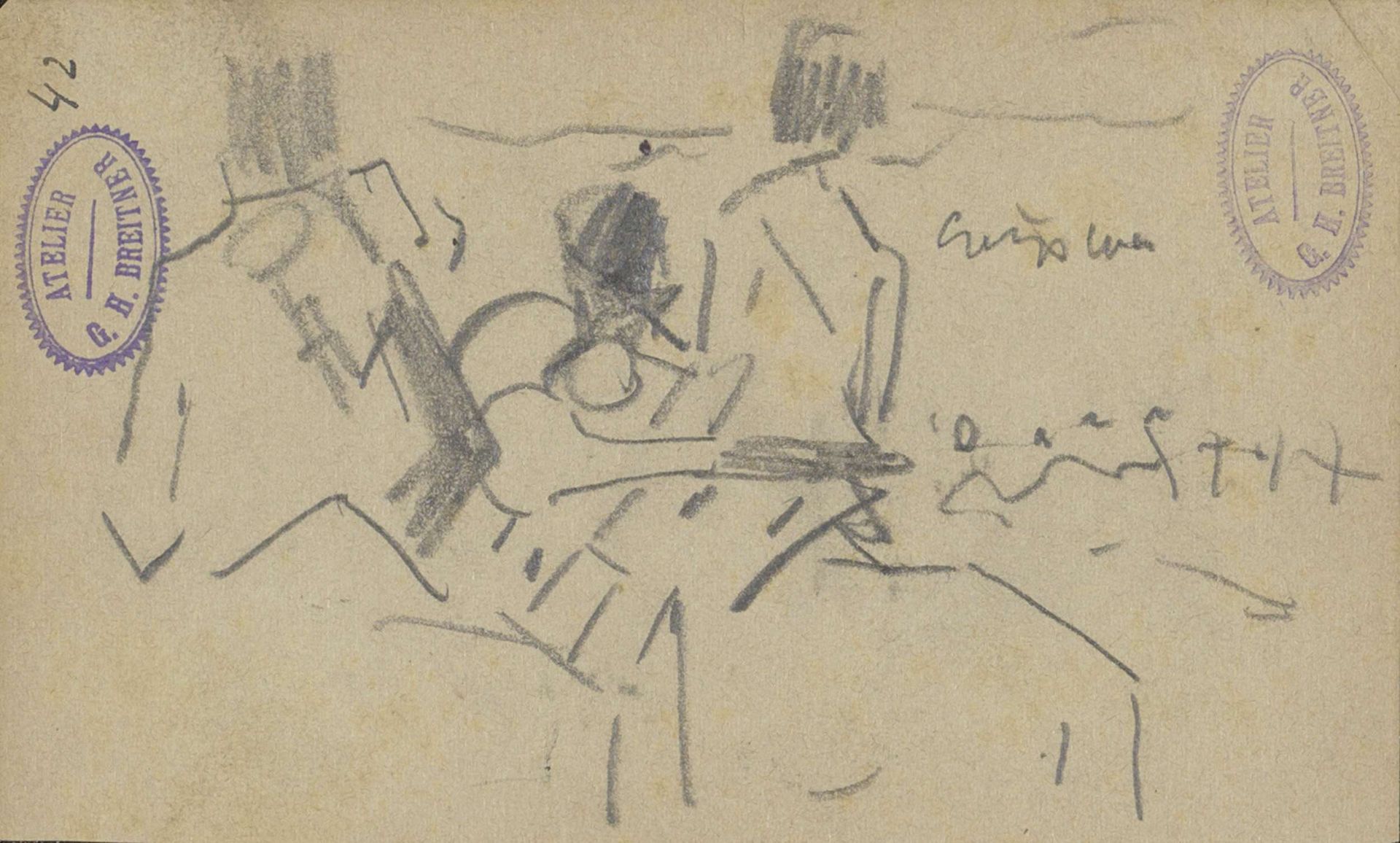Landschap met drie ruiters, mogelijk huzaren by George Hendrik Breitner