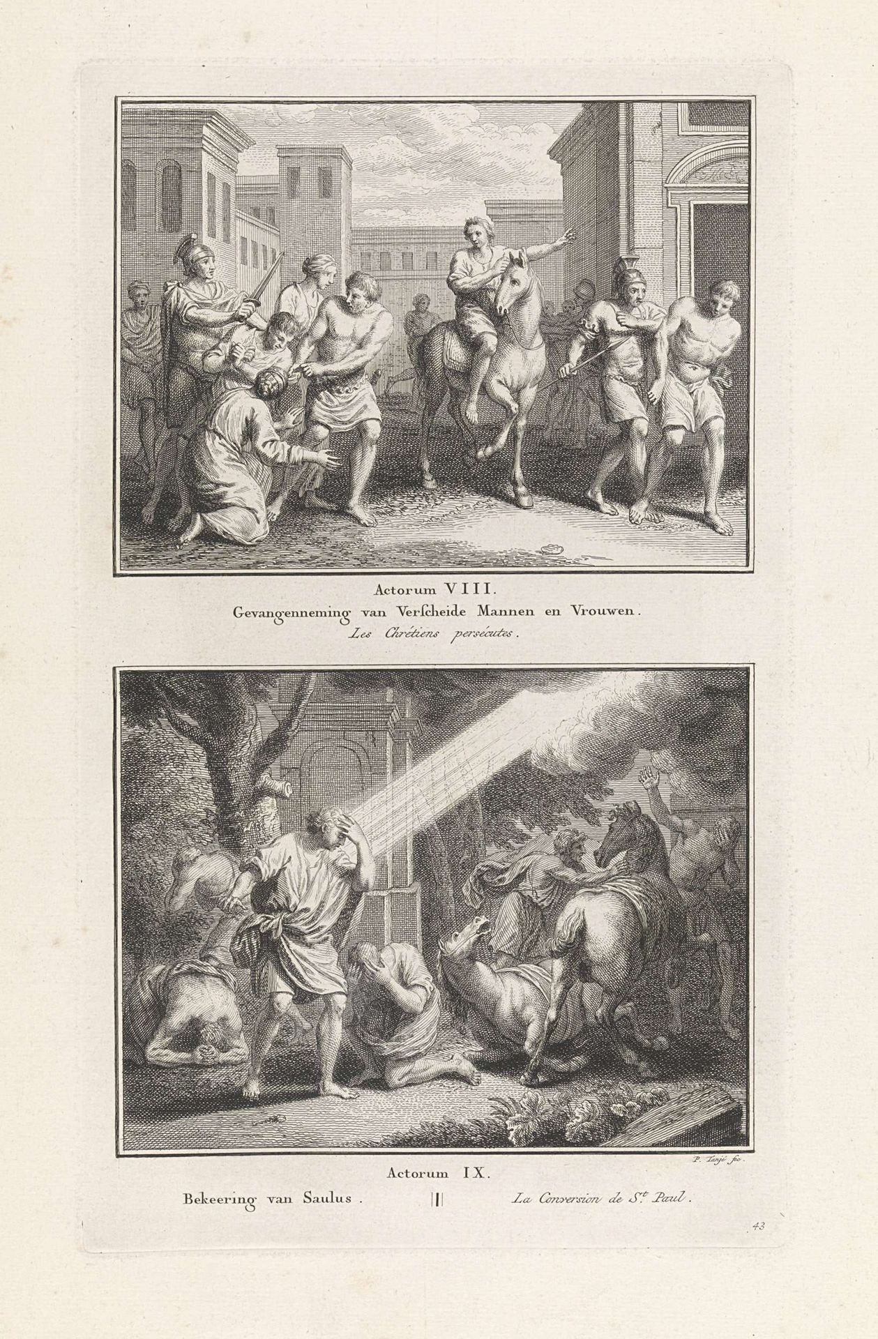 Saulus vervolgt de gemeente in Jeruzalem / Bekering van Paulus by Pieter Tanjé