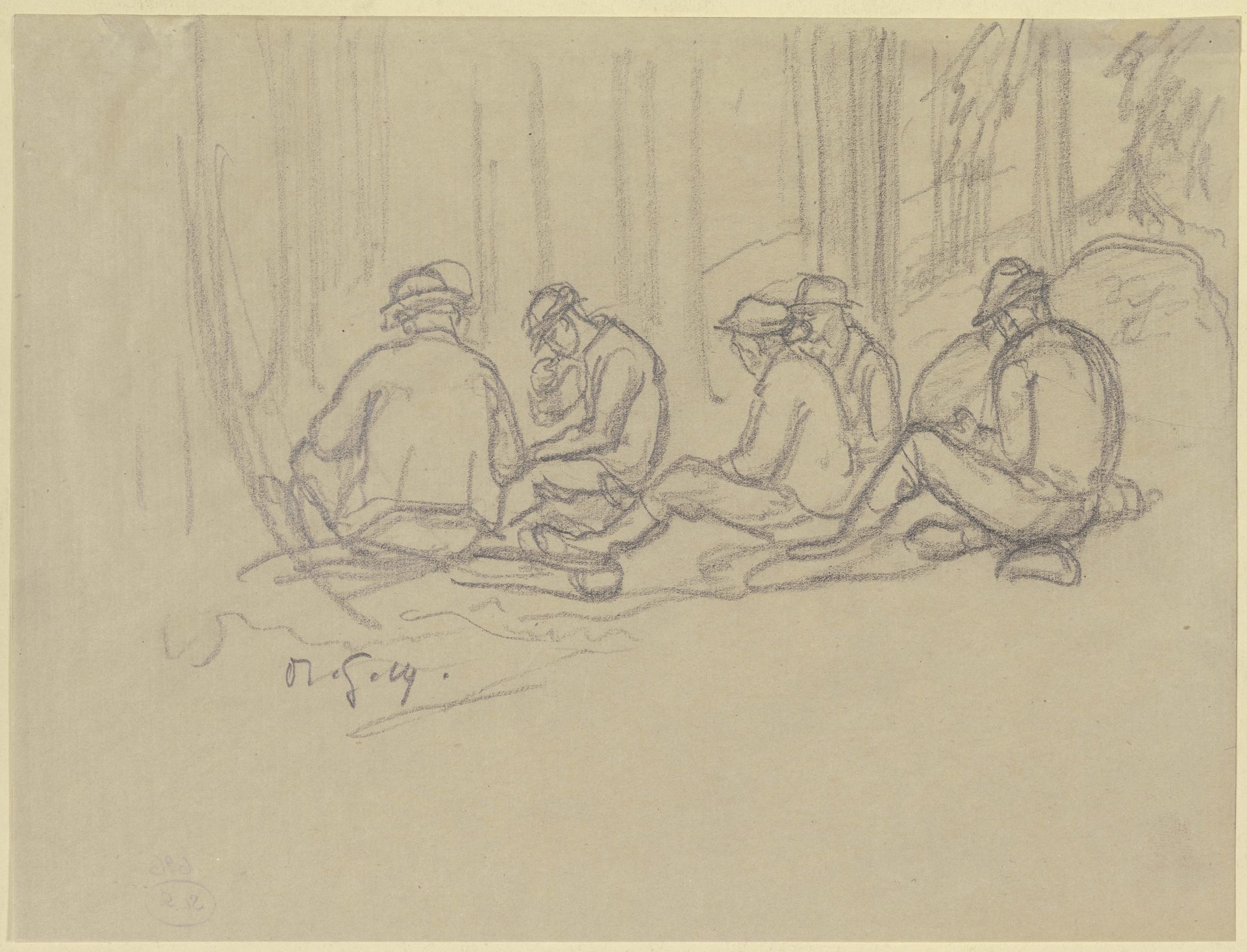 Resting forest workers by Rudolf Gudden