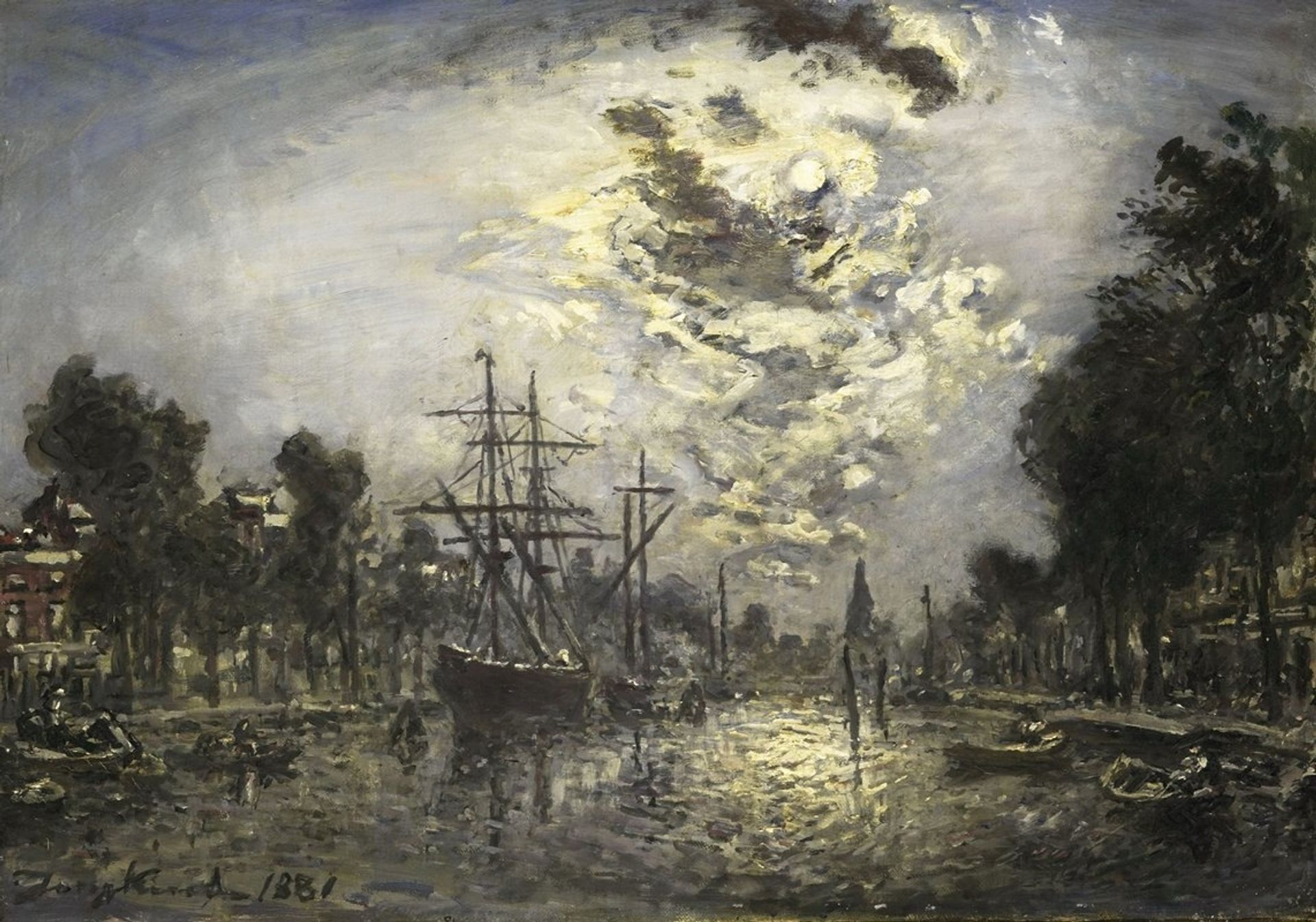 Rotterdam in the Moonlight by Johan Barthold Jongkind