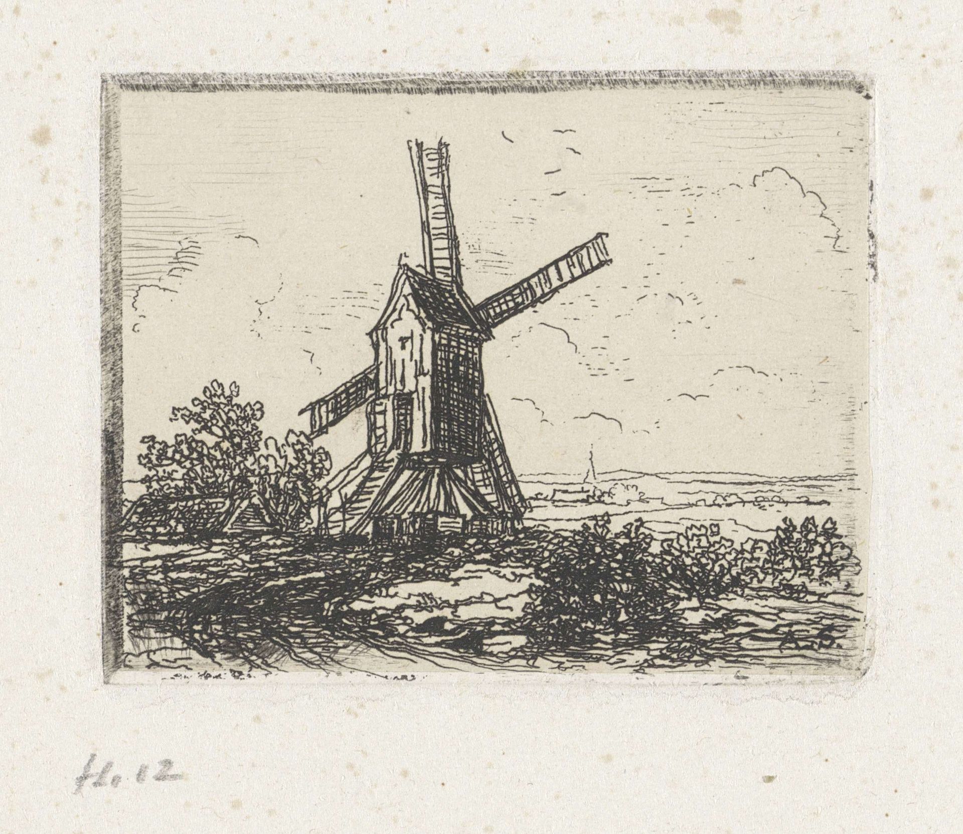 Landschap met windmolen by Alexander Schaepkens