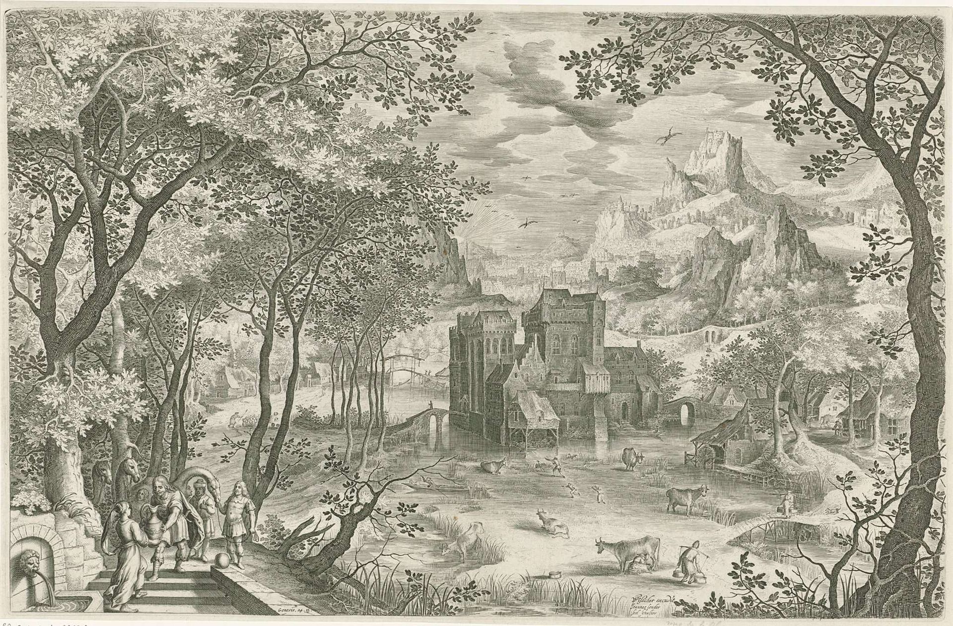 Rebekka en Eliëzer bij de waterbron by Jan van Londerseel