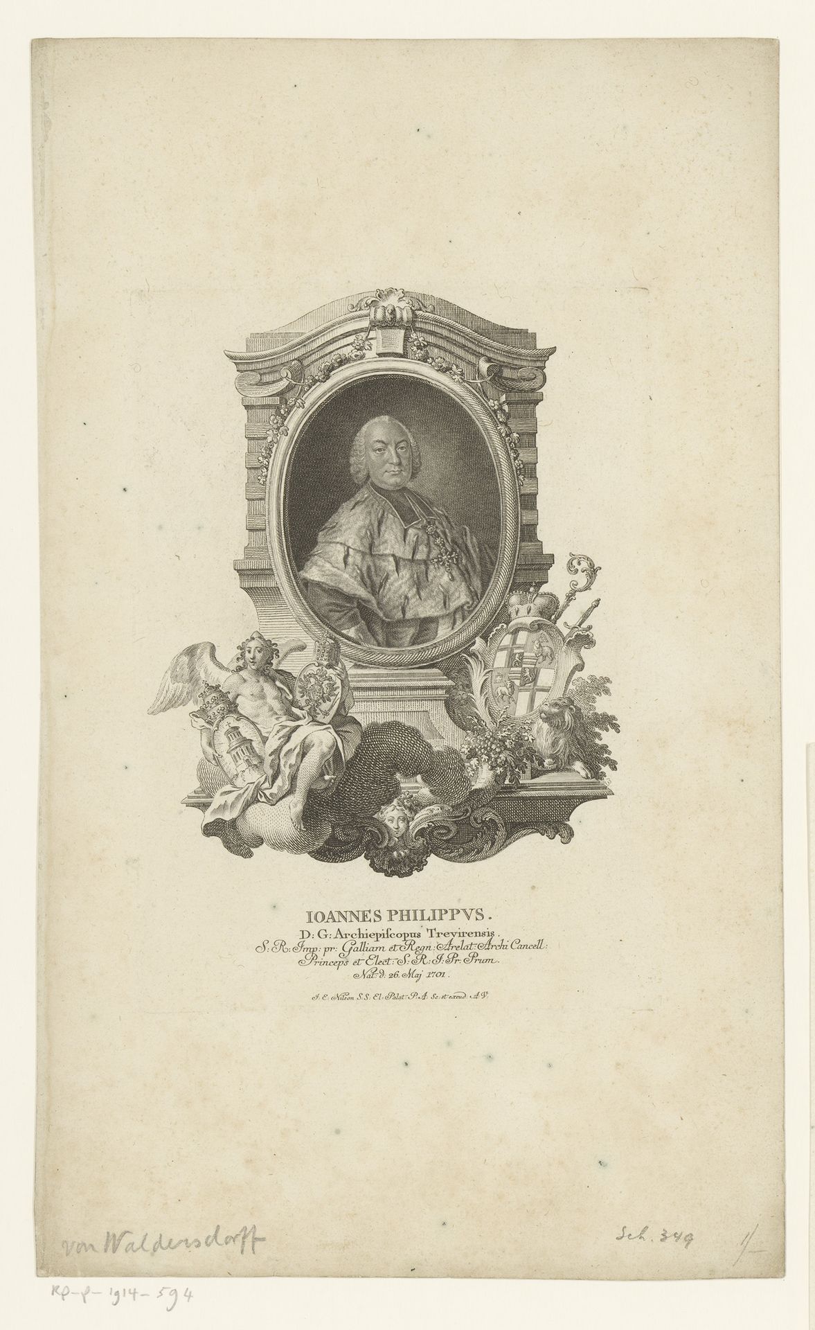 Portret van Johann Philipp von Walderdorff by Johann Esaias Nilson