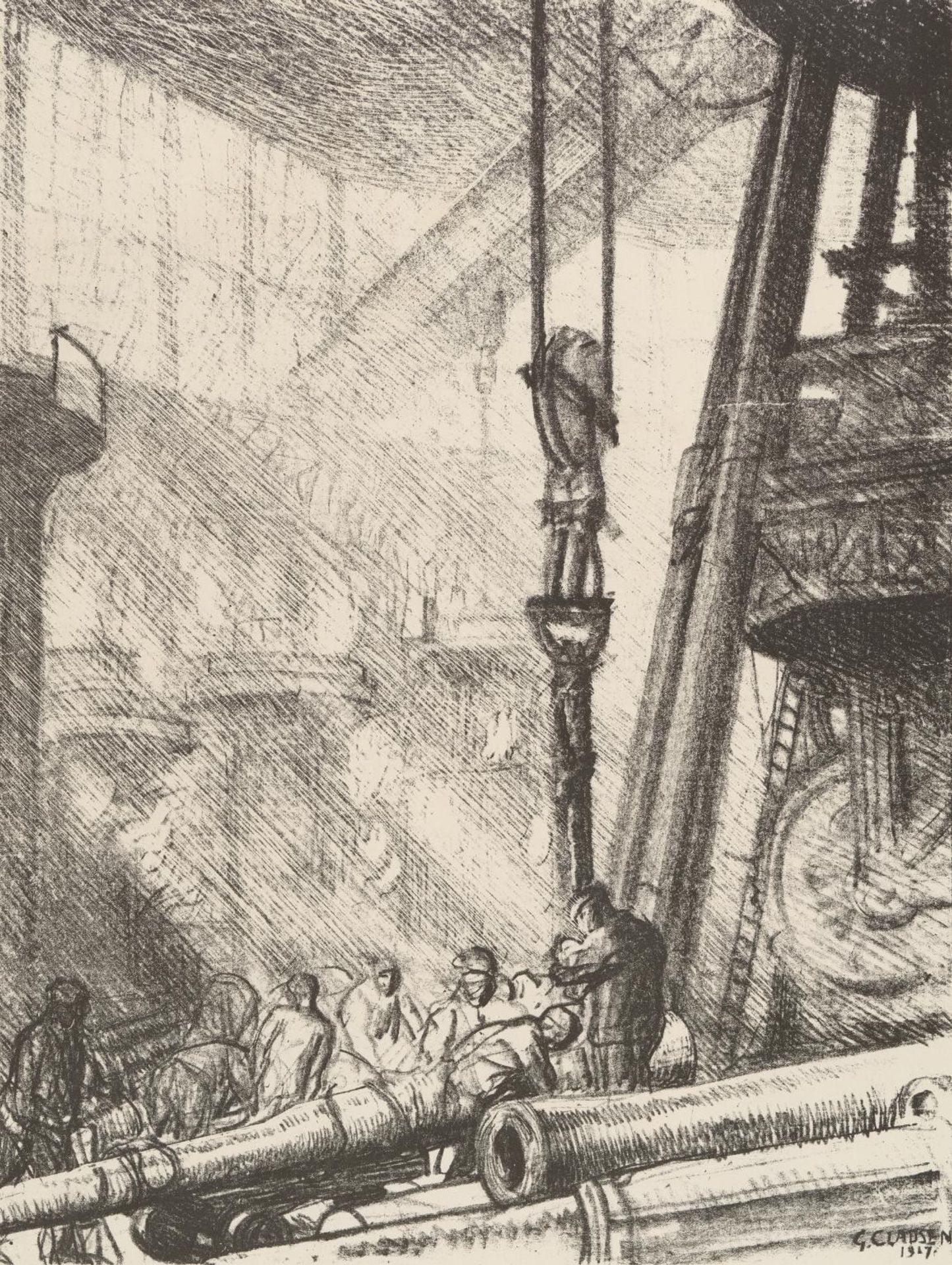 Making Guns: Lifting an Inner Tube by  Sir George Clausen